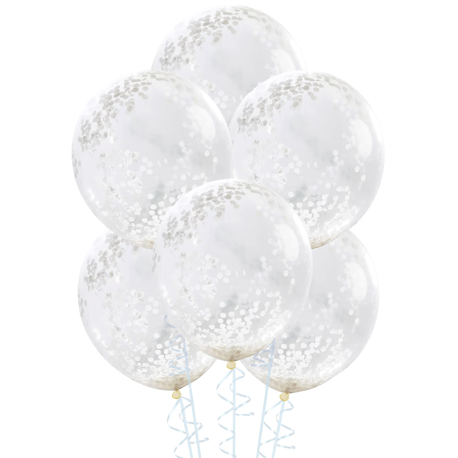 White Pre-filled Confetti Balloons (Pack of 6)