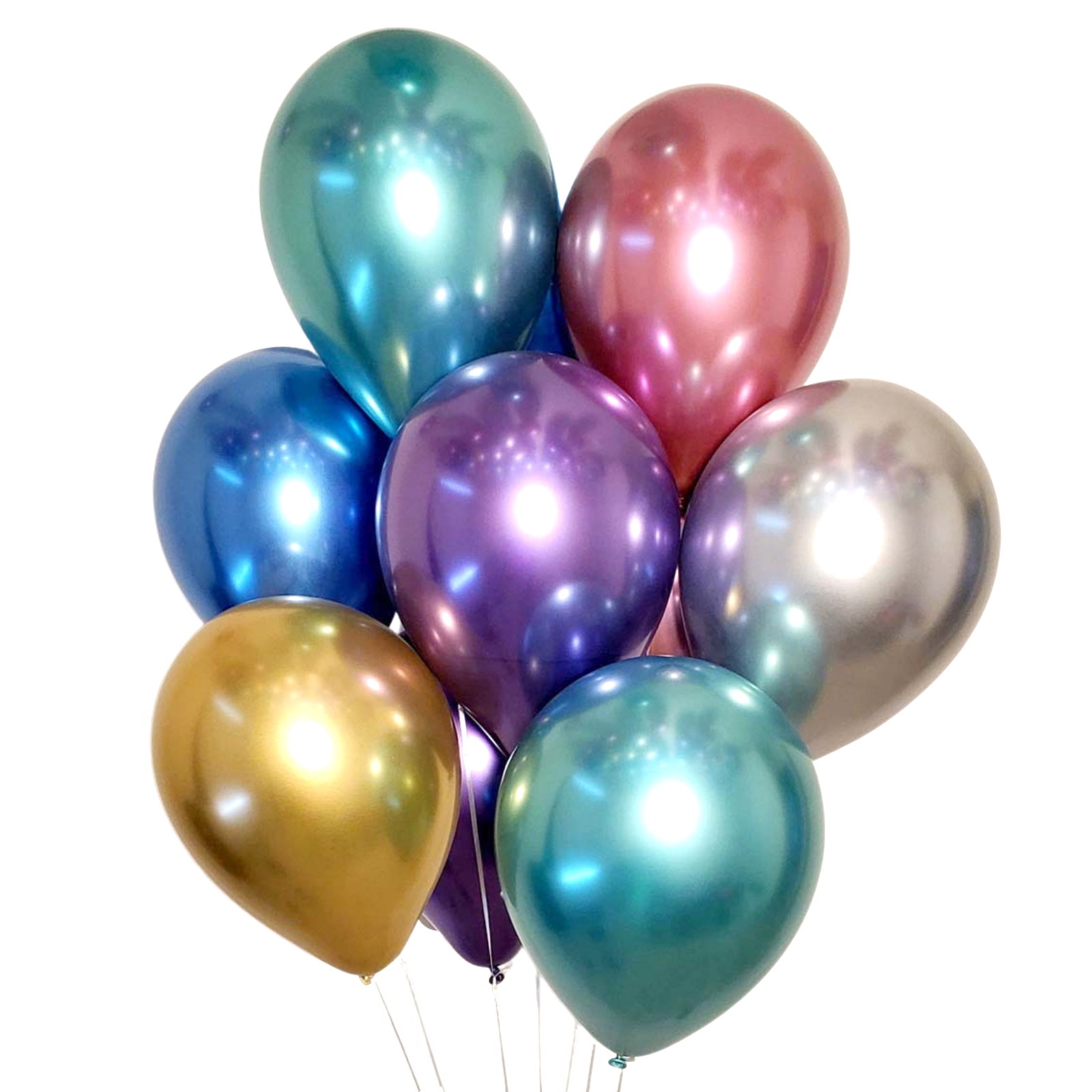 Assorted Chrome Balloons 30cm Round (Pack of 12)