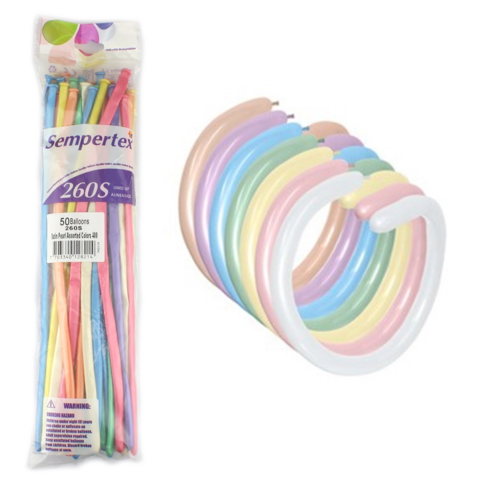 Satin Pearl Coloured Modelling Balloons (Pack of 50)