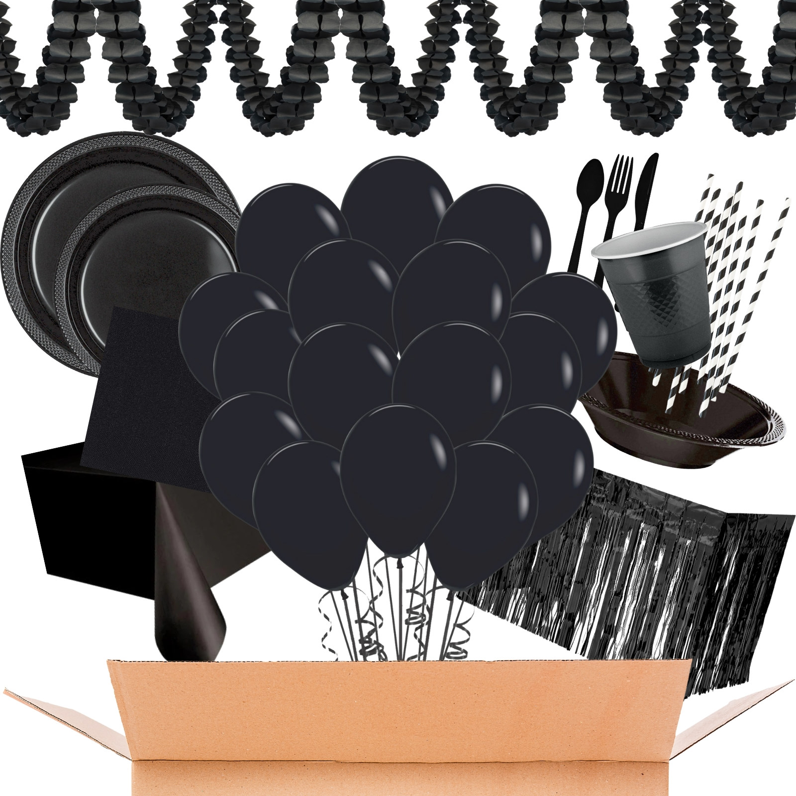 Classic Black Mega Party Set for 8 Guests