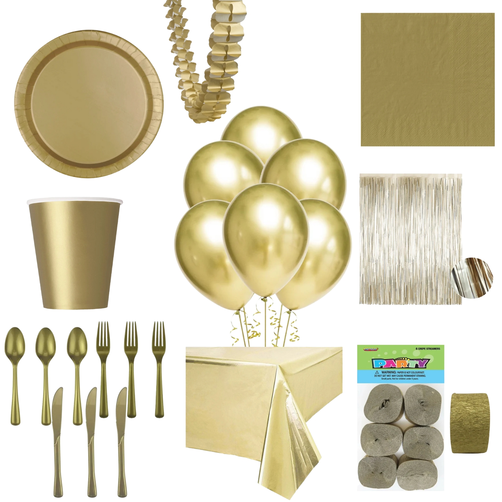 Gold Mega Party Set for 8 Guests