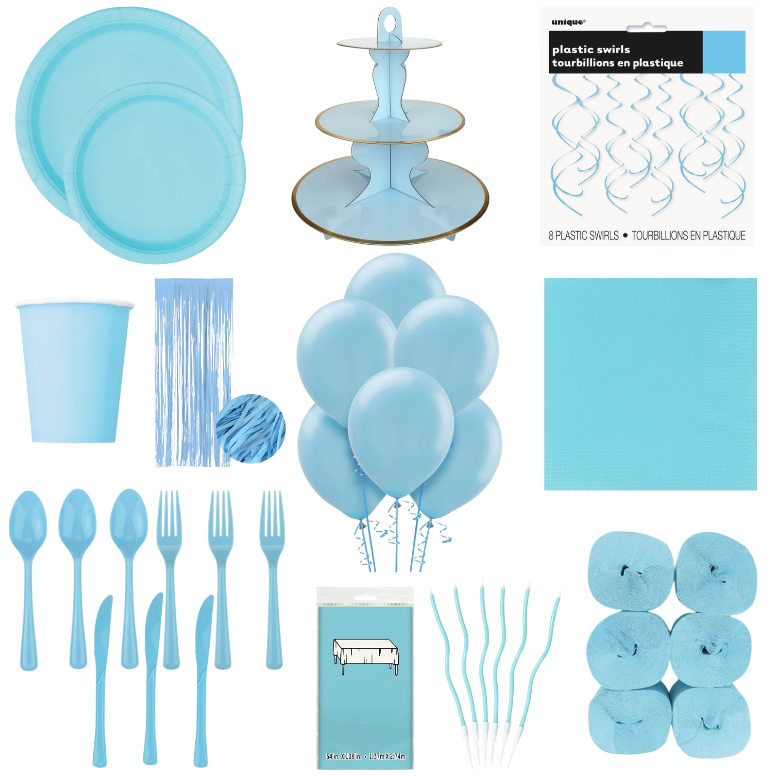 Light Blue Mega Party Set for 8 Guests 