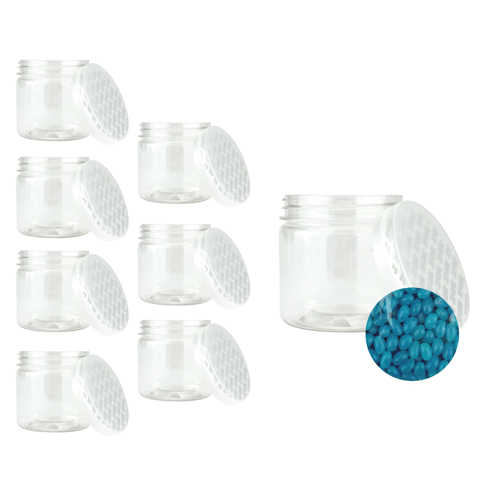 Blue Jelly Beans and Favour Jars For 8 Guests