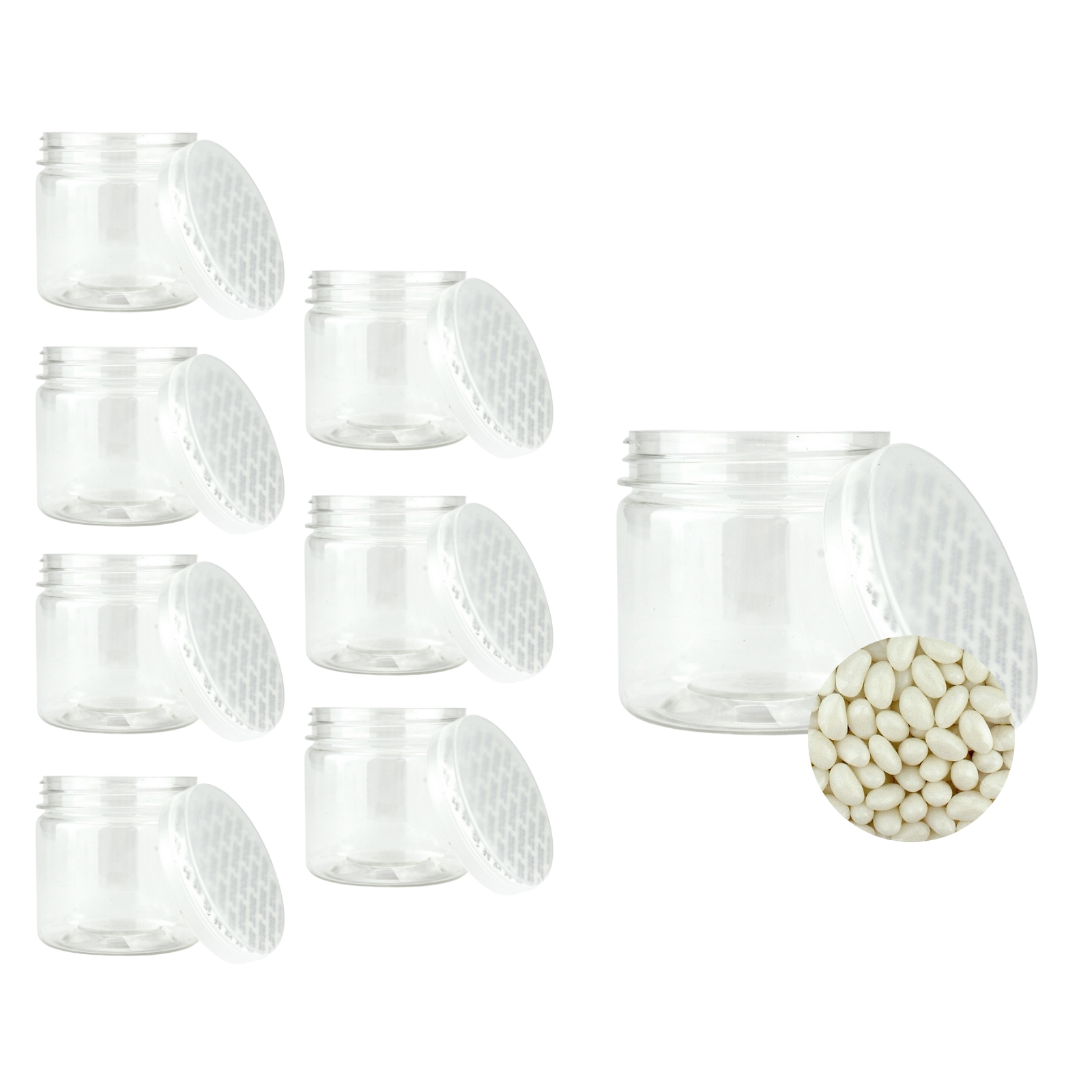 White Jelly Beans and Favour Jars For 8 Guests