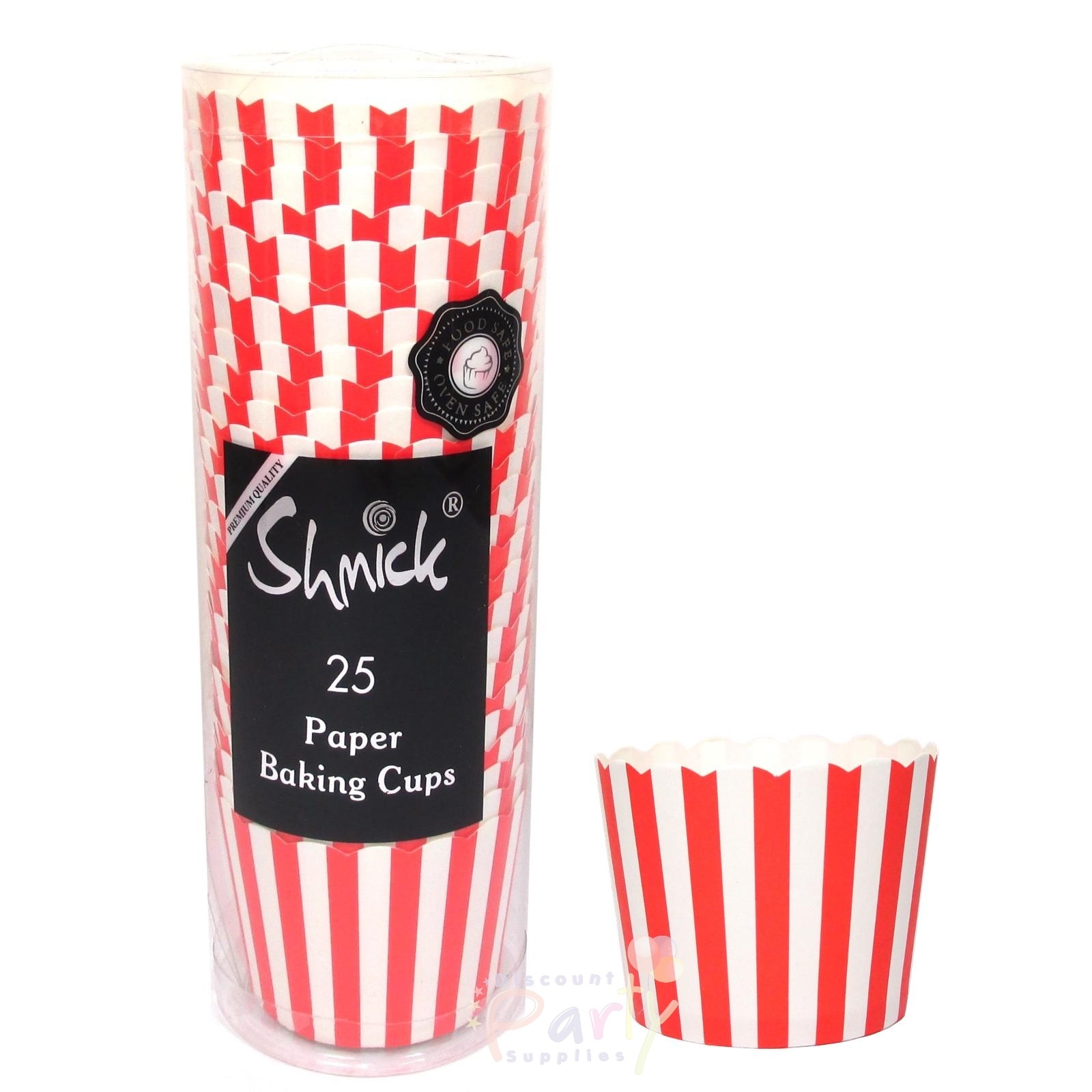 Red and White Stripe Baking Cups (Pack of 25)