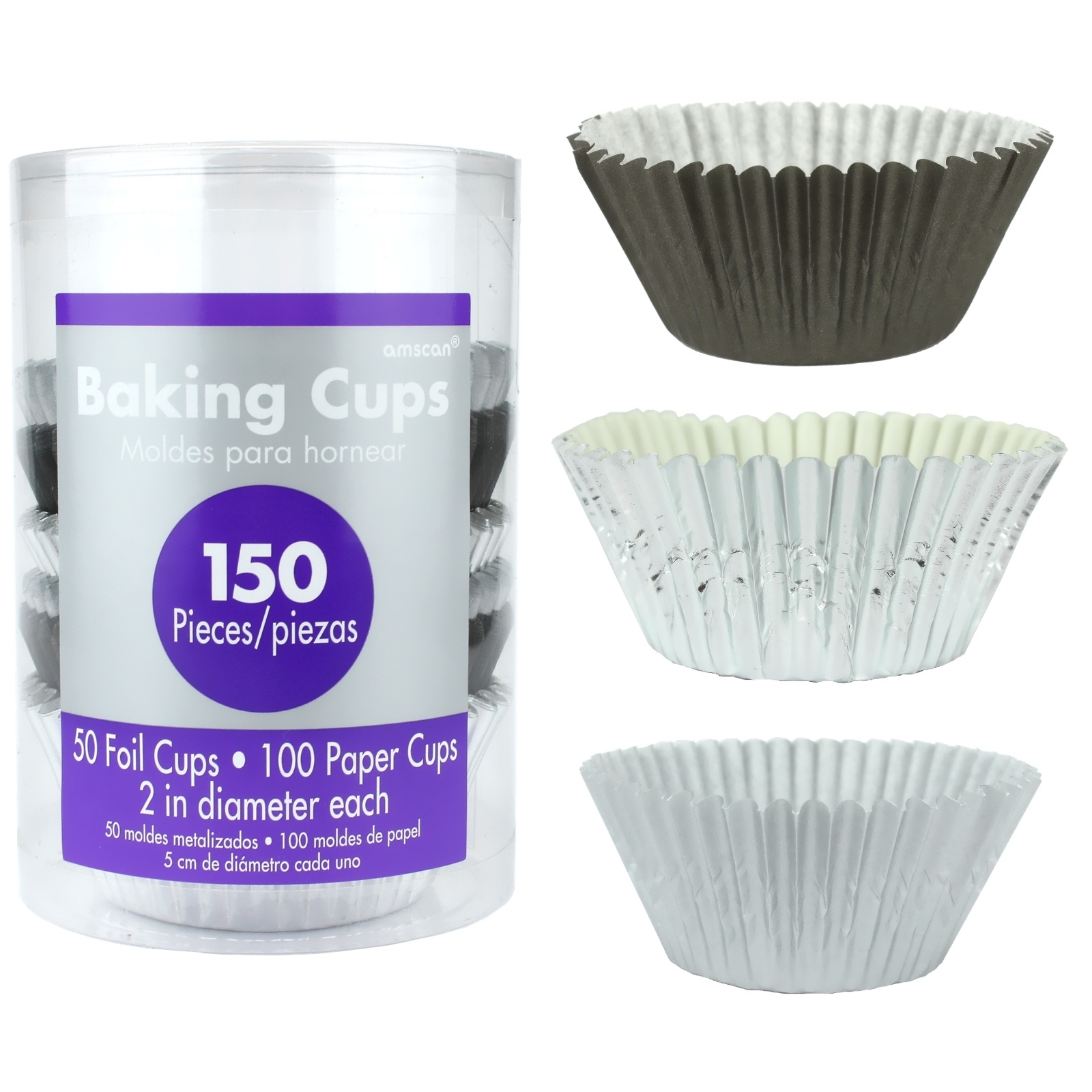 Silver and Black Baking Cups (Pack of 150)