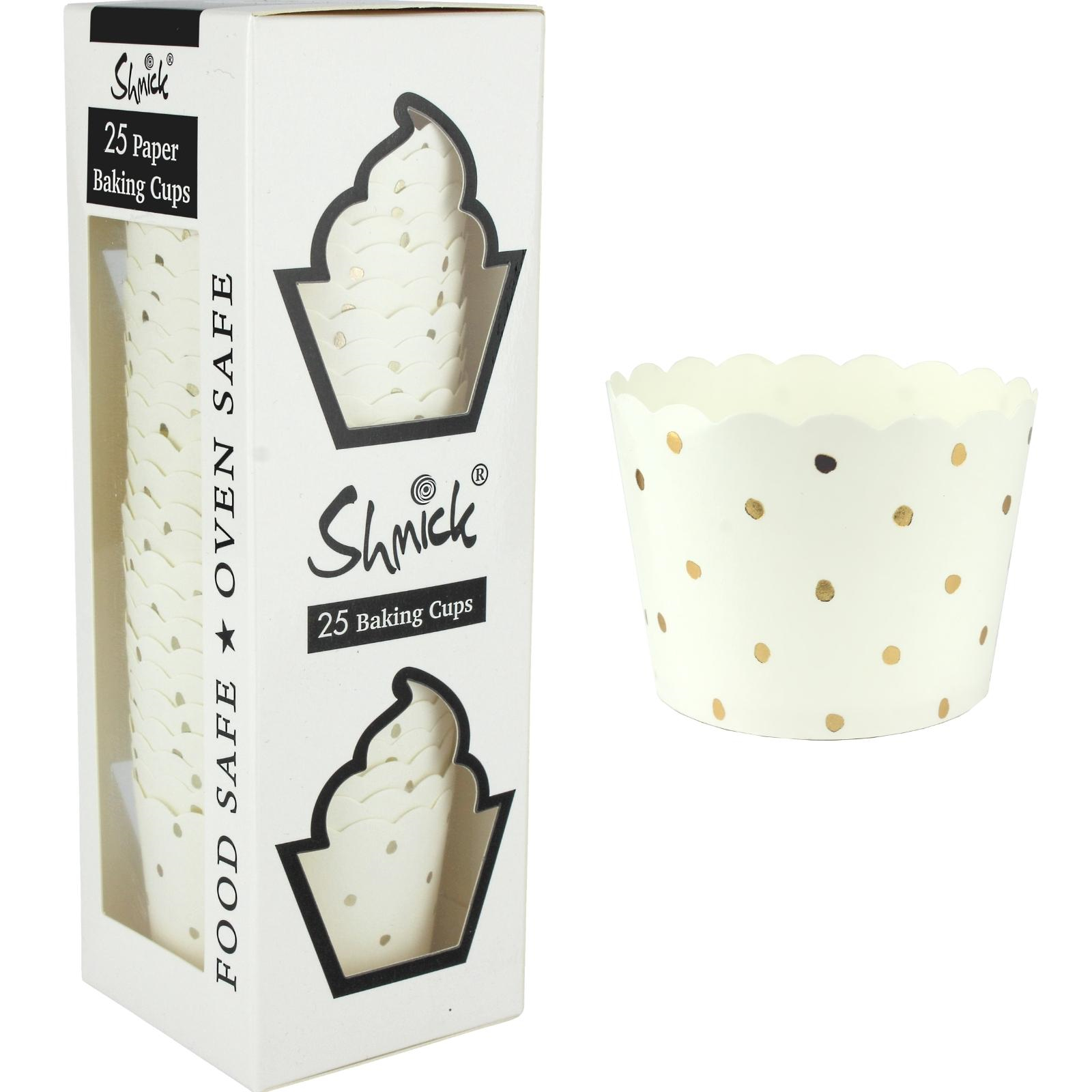 White and Gold Foil Dot Baking Cups. (Pack of 25)