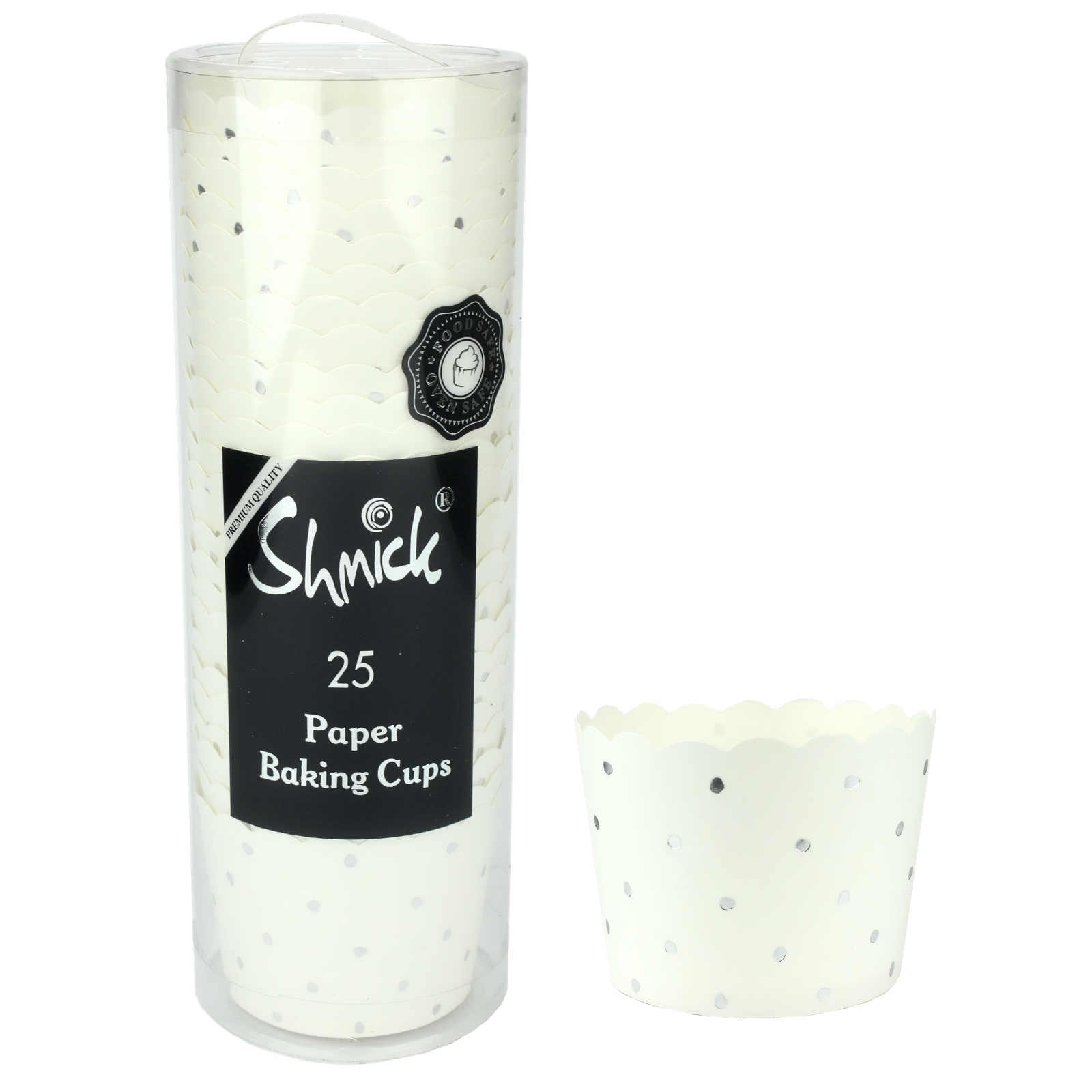 White and Silver Foil Dot Baking Cups (Pack of 25)