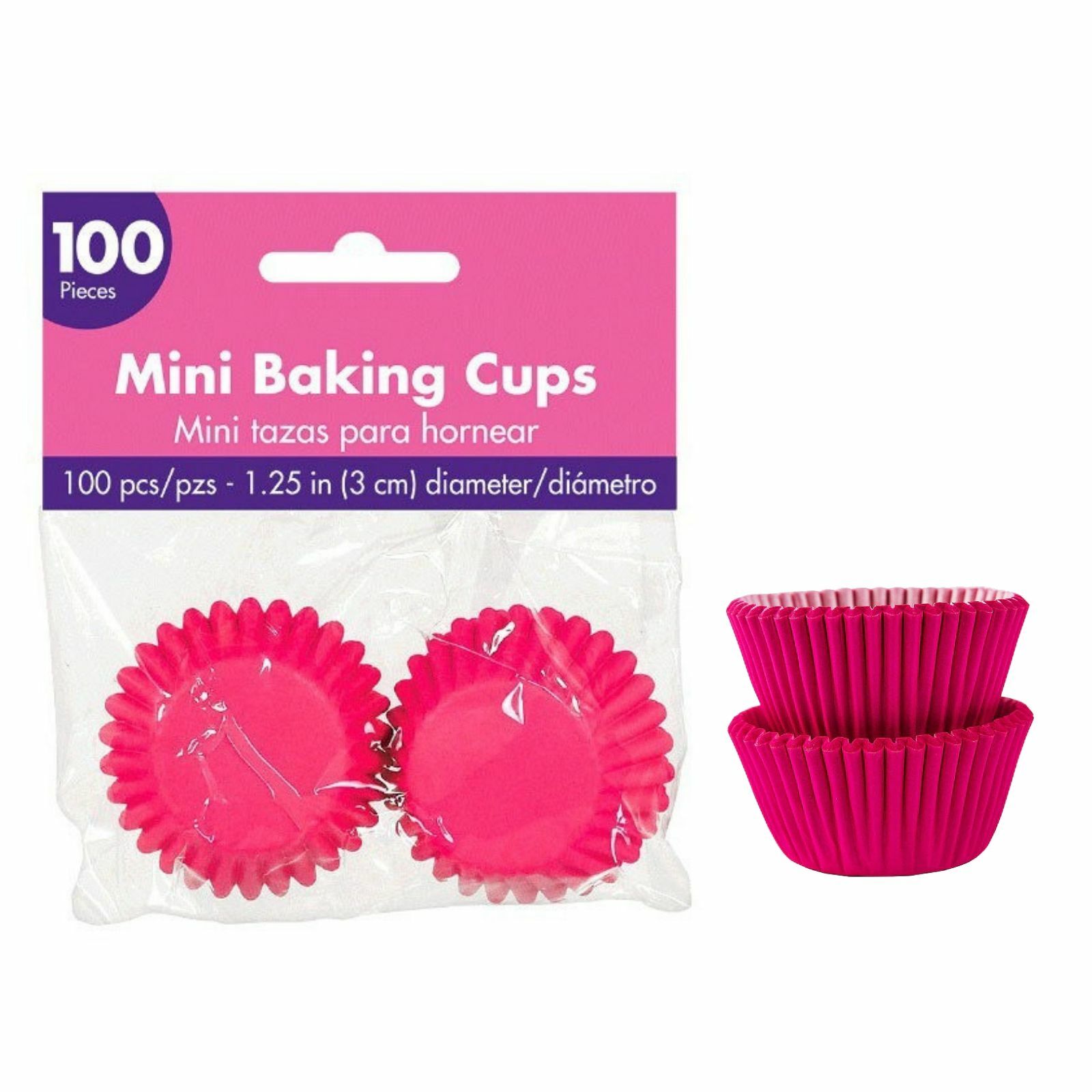 Hot Pink Mini 3cm Baking Cups (Pack of 100)