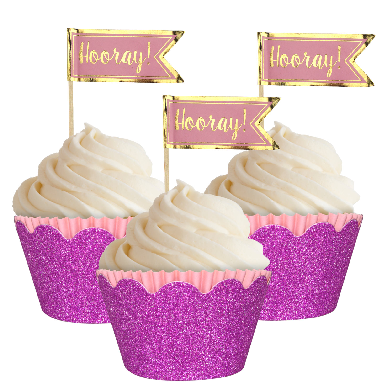 Pink Glitter Cupcake Decorating Kit (Pack of 24)