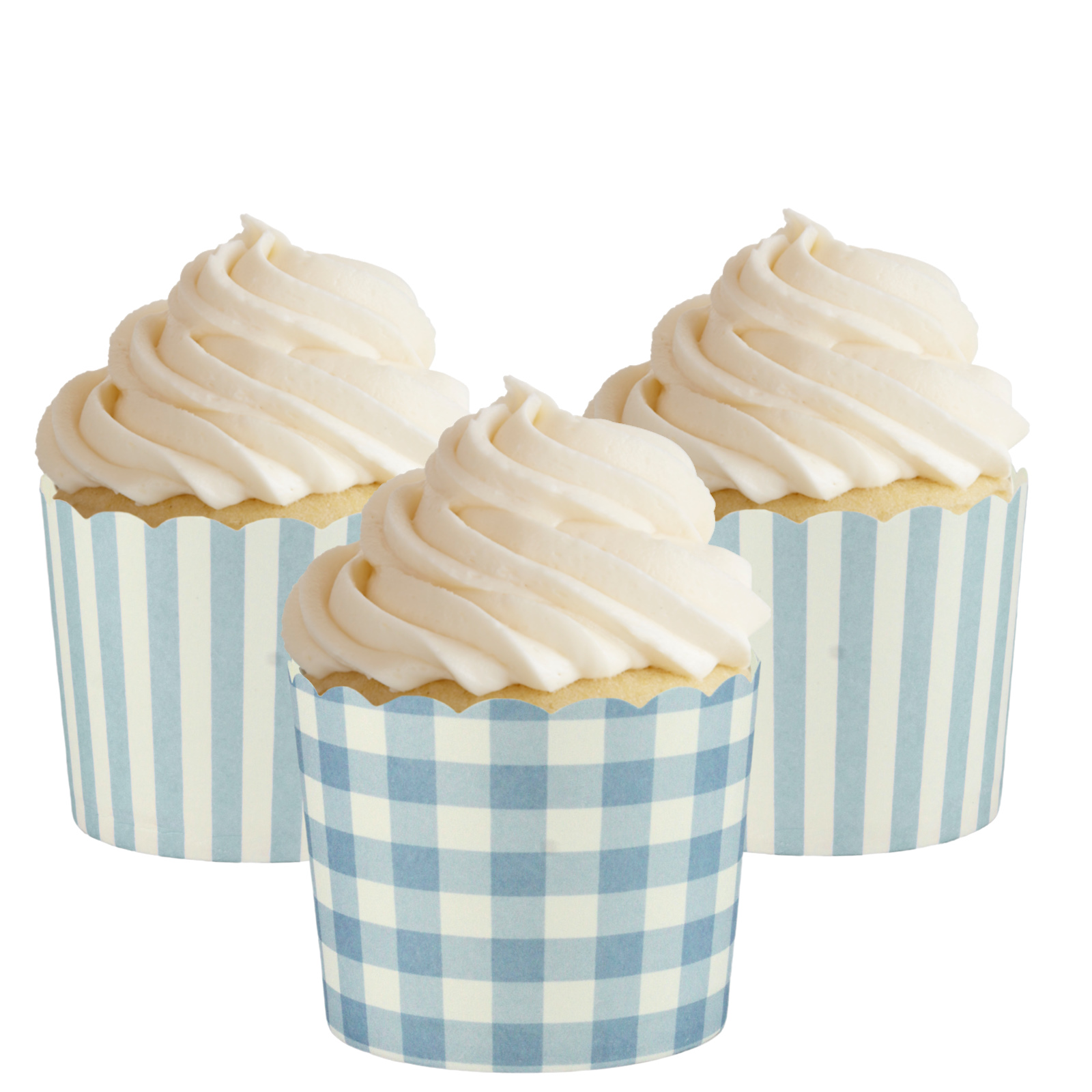 Blue Gingham & Striped Baking Cups (Pack of 12) 