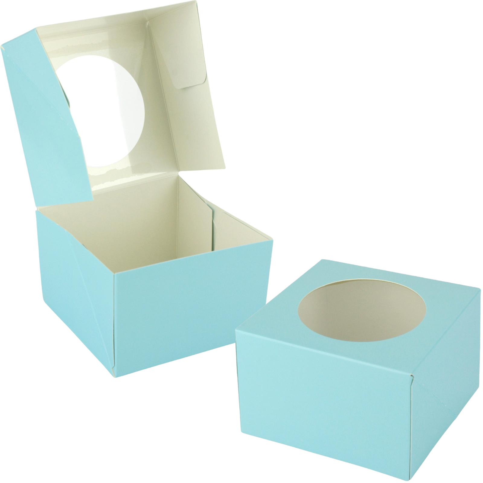 Light Blue Donut Boxes with Window 10cm (Pack of 4)