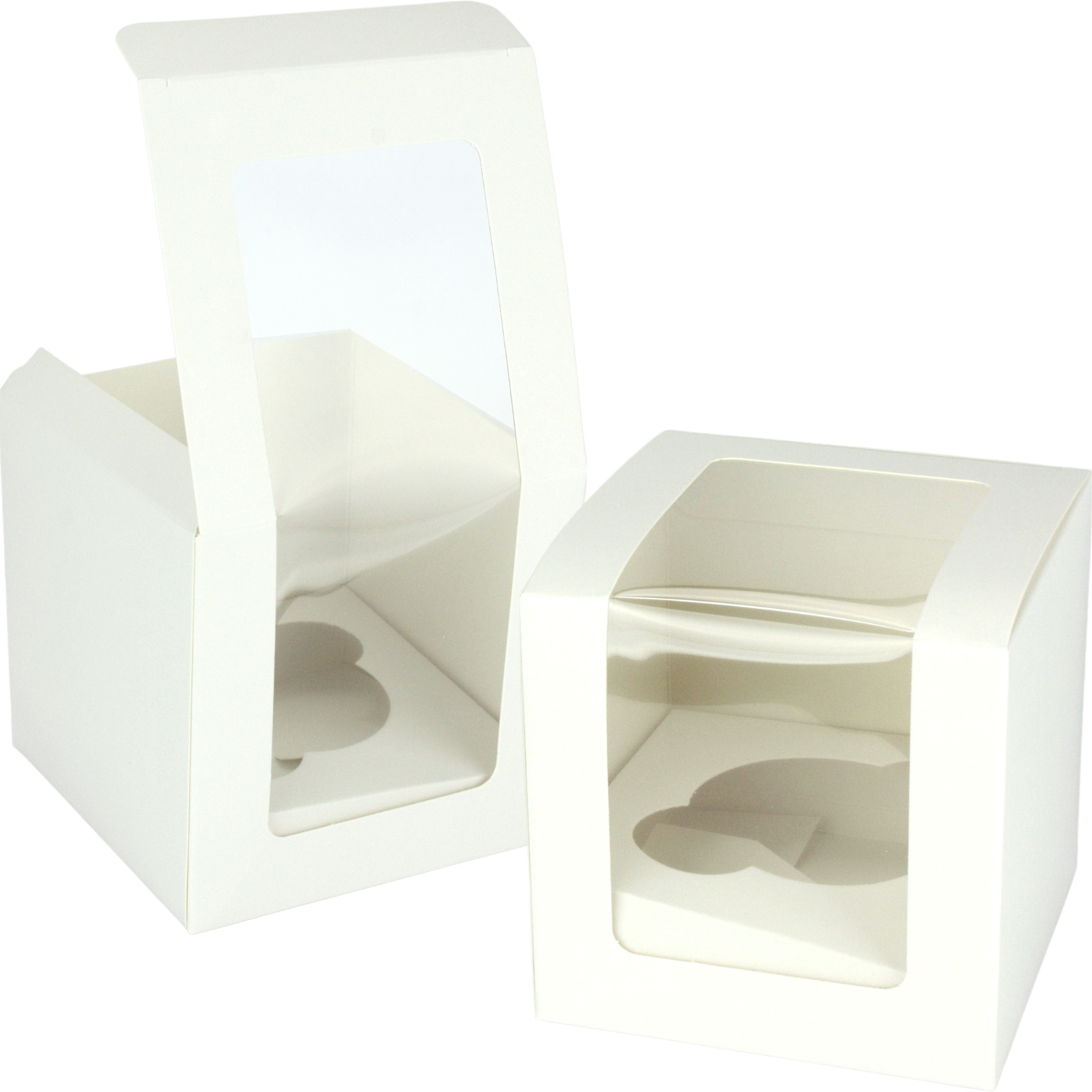 White Cupcake Boxes with Window 10cm (Pack of 4) 
