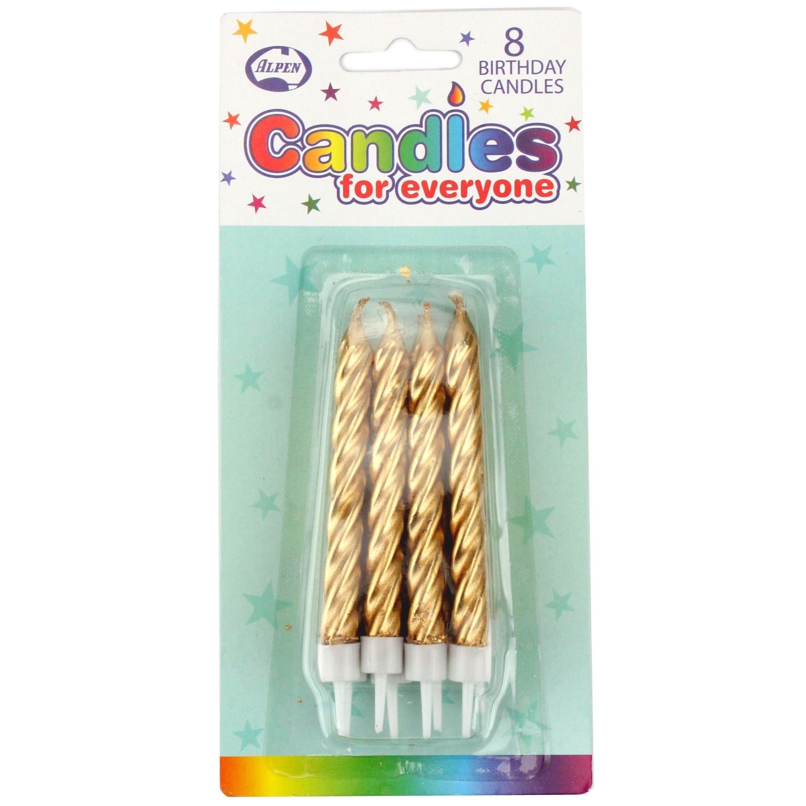 Jumbo Gold Birthday Candles (Pack of 8)