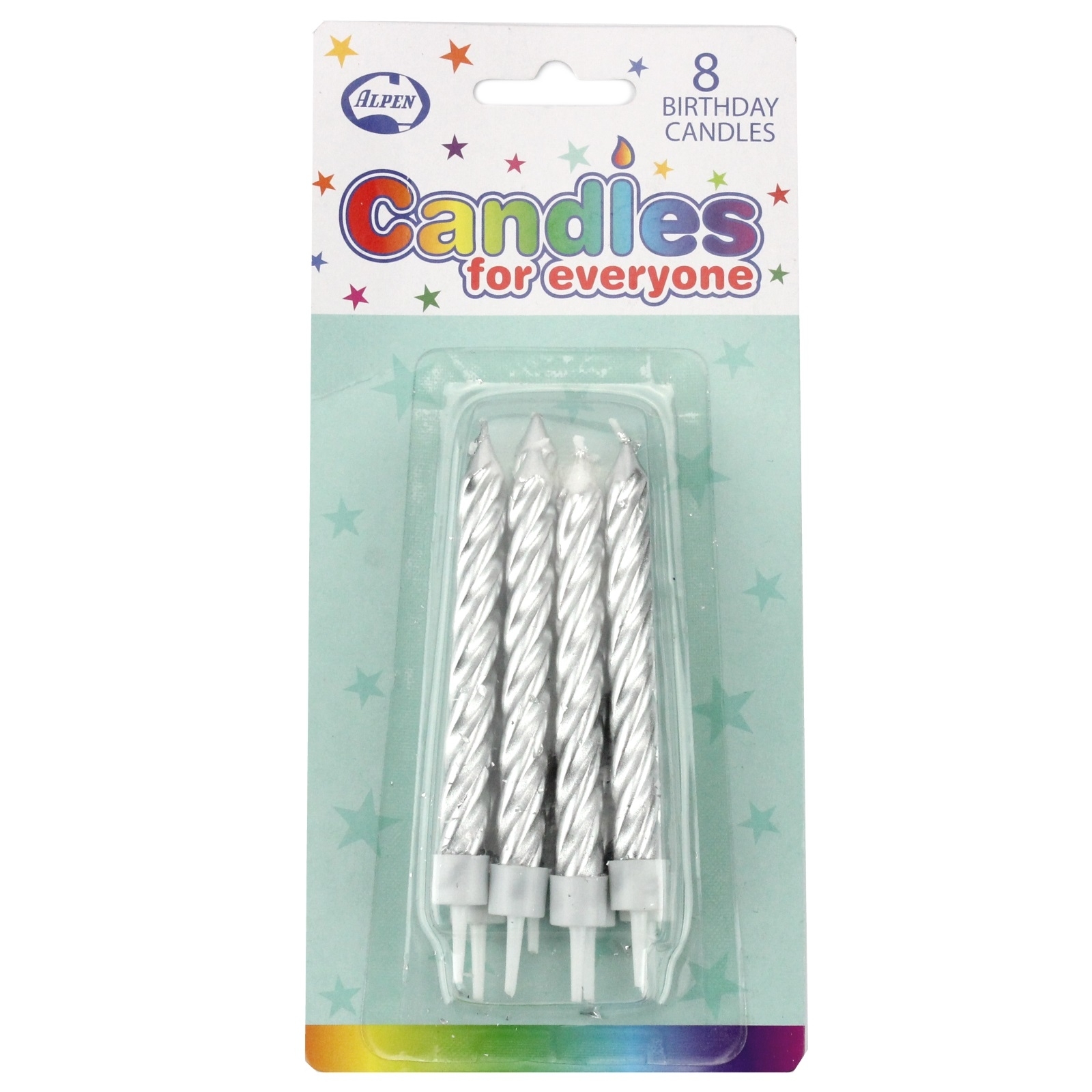Jumbo Silver Birthday Candles (Pack of 8)