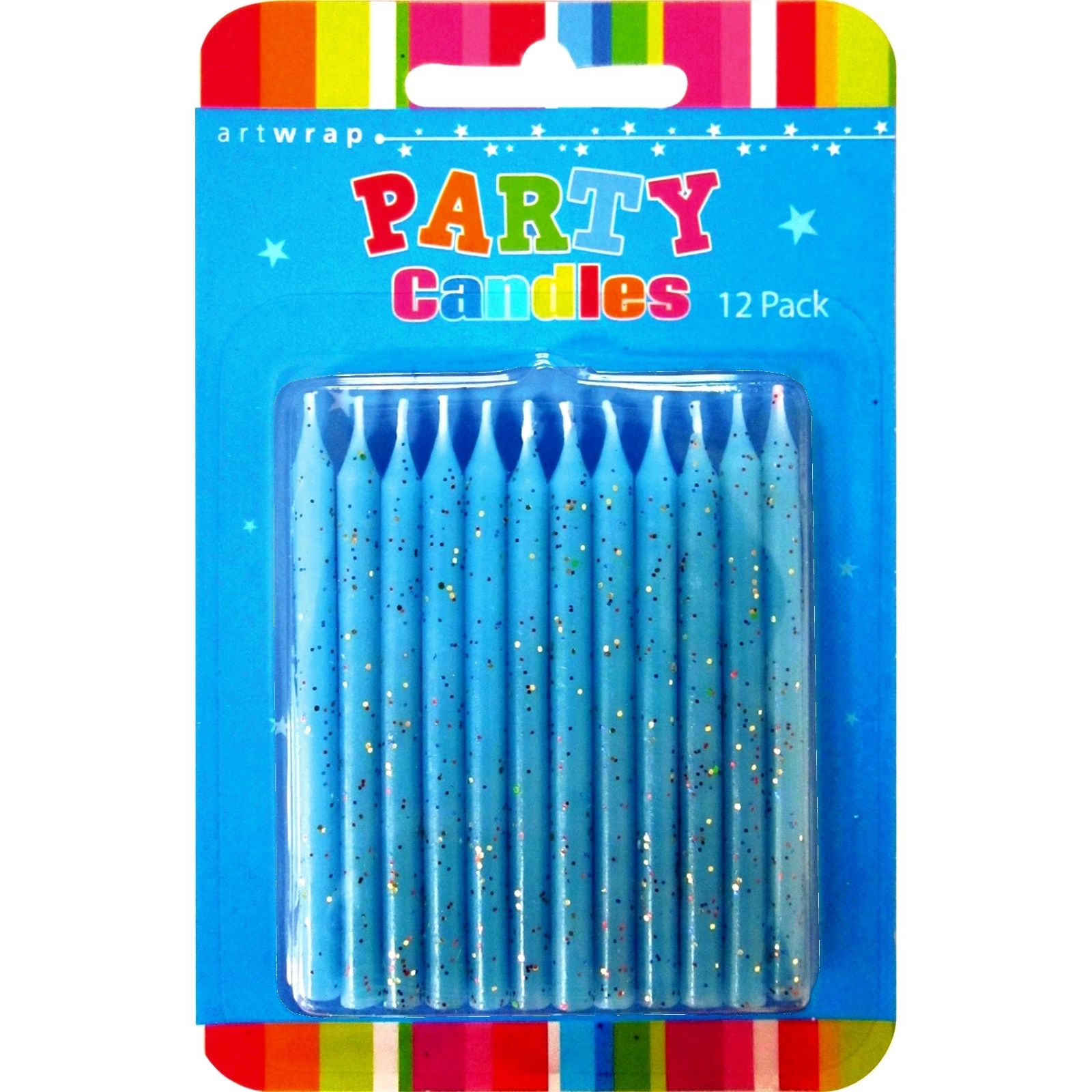 Blue Glitter Candles (Pack of 12)
