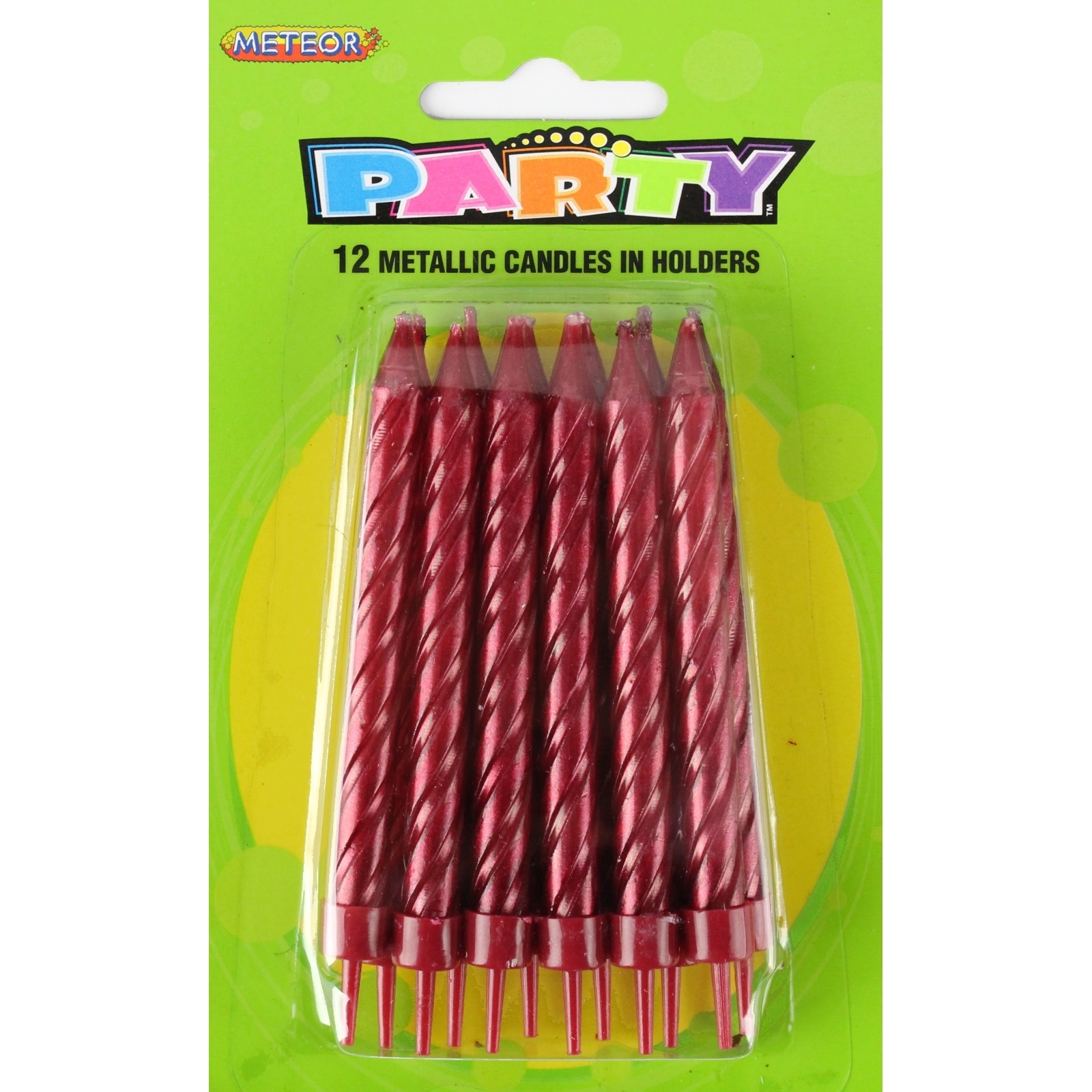 Red Metallic Spiral Birthday Candles (Pack of 12)
