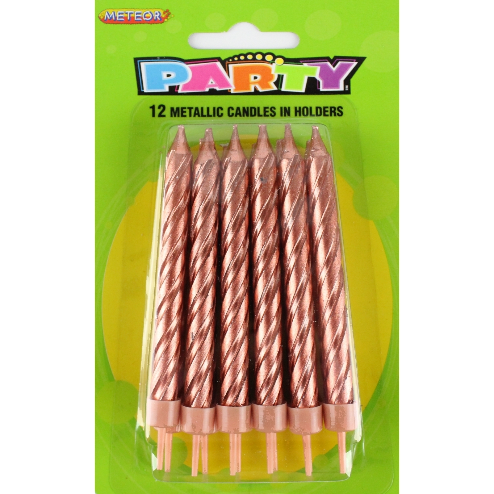 Rose Gold Metallic Spiral Birthday Candles (Pack of 12)