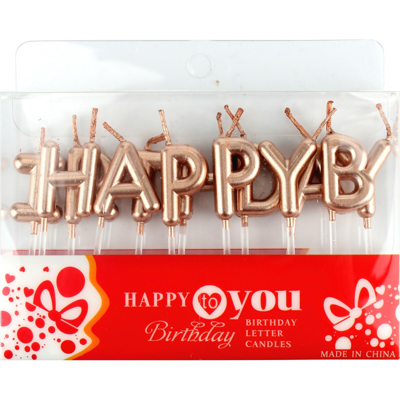 Rose Gold Happy Birthday Candles