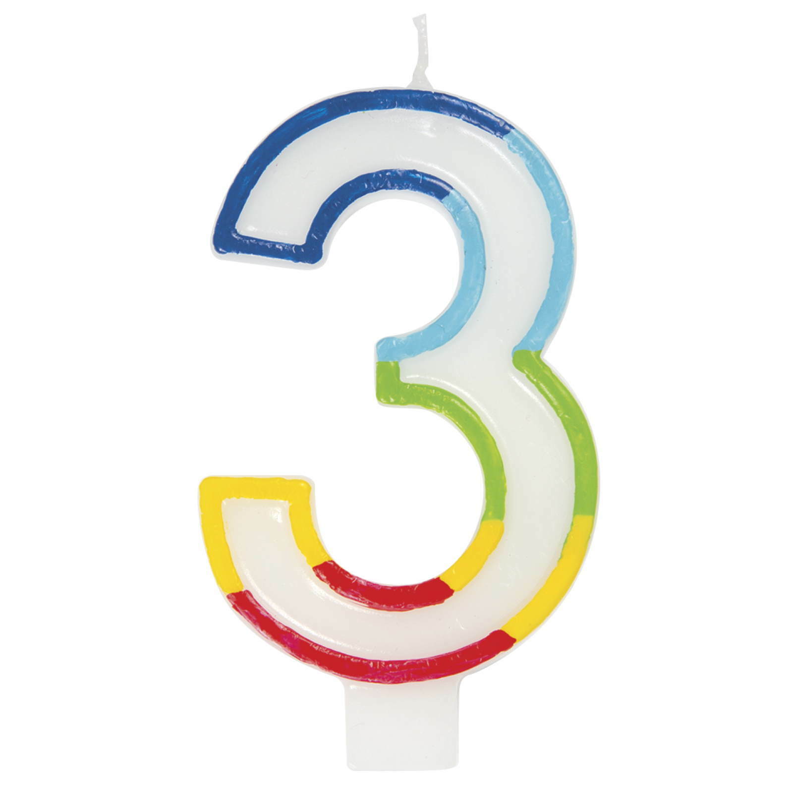 Rainbow Number 3 Candle 