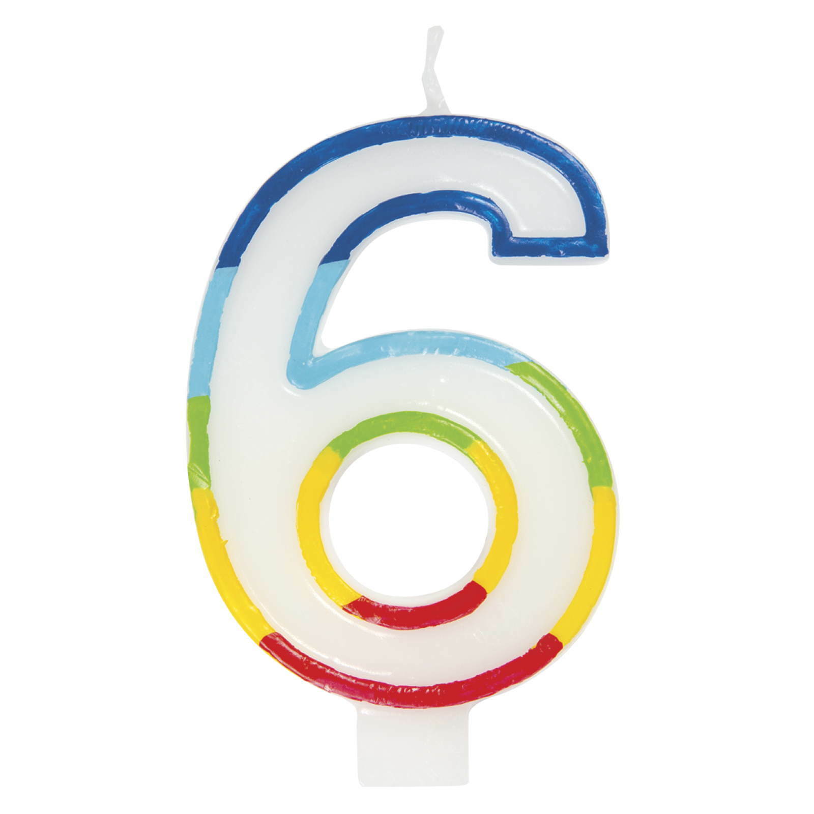 Rainbow Number 6 Candle 