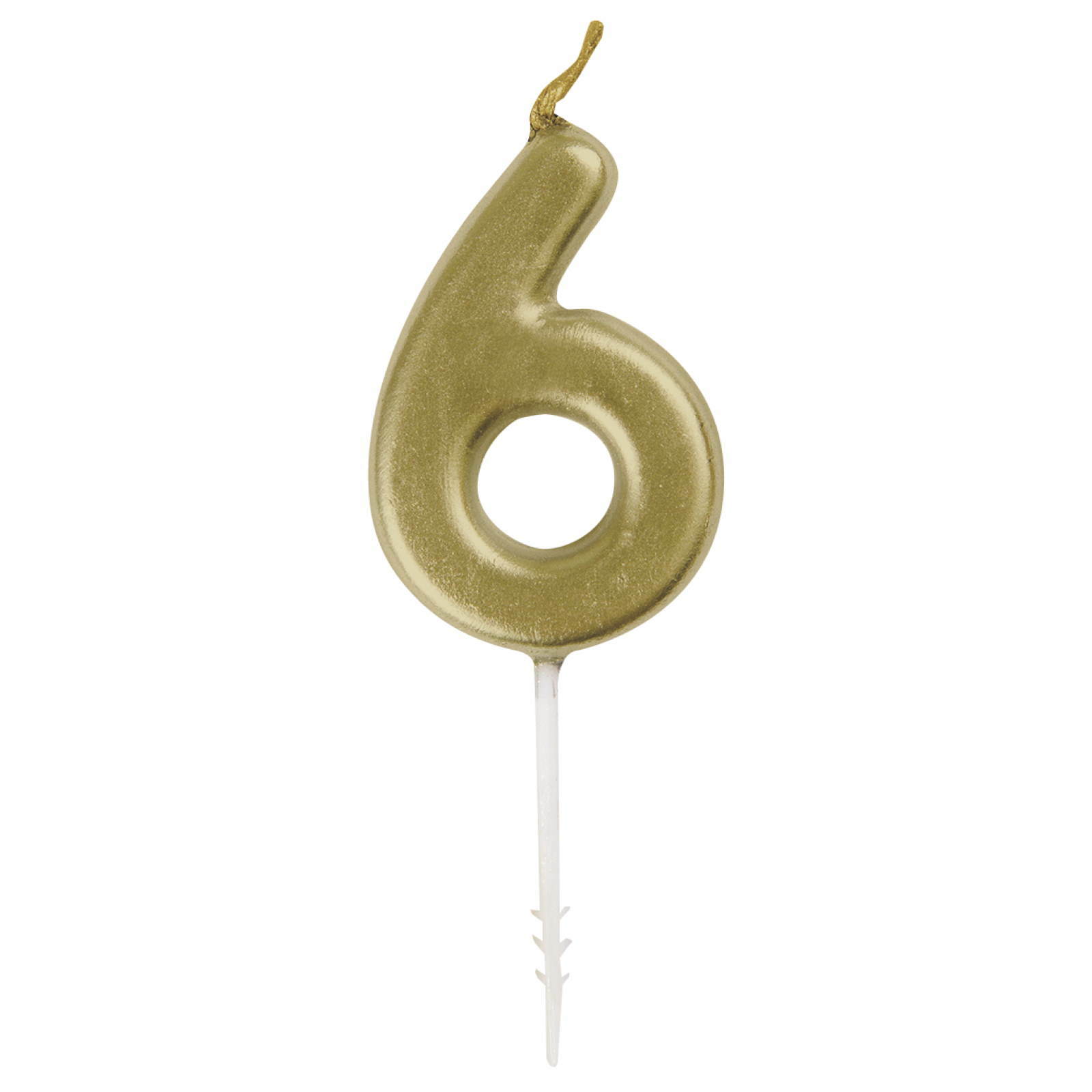 Gold Number 6 Candle 