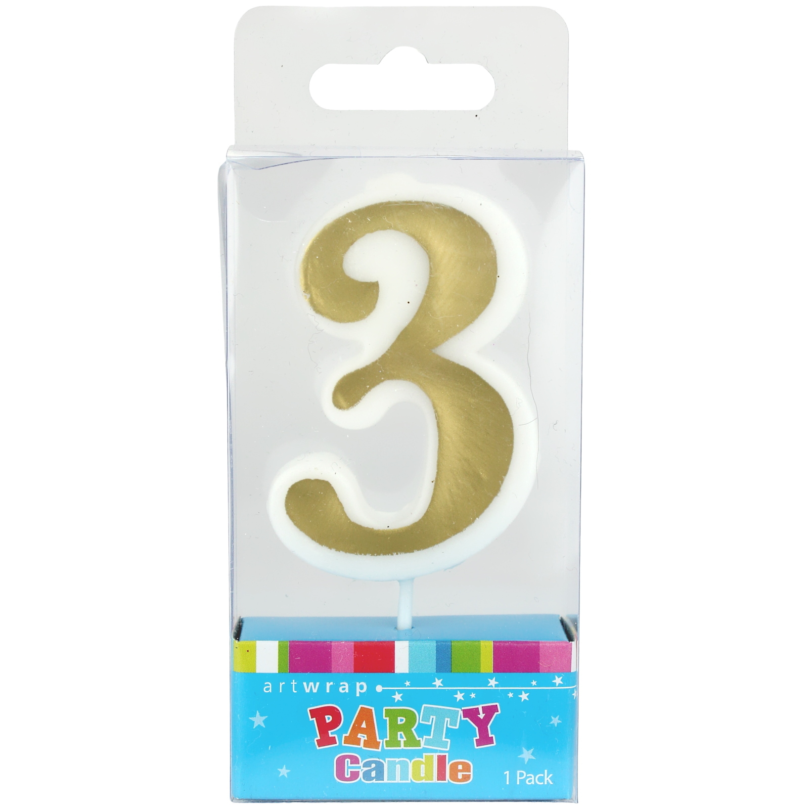 Gold Accent Number 3 Candle 