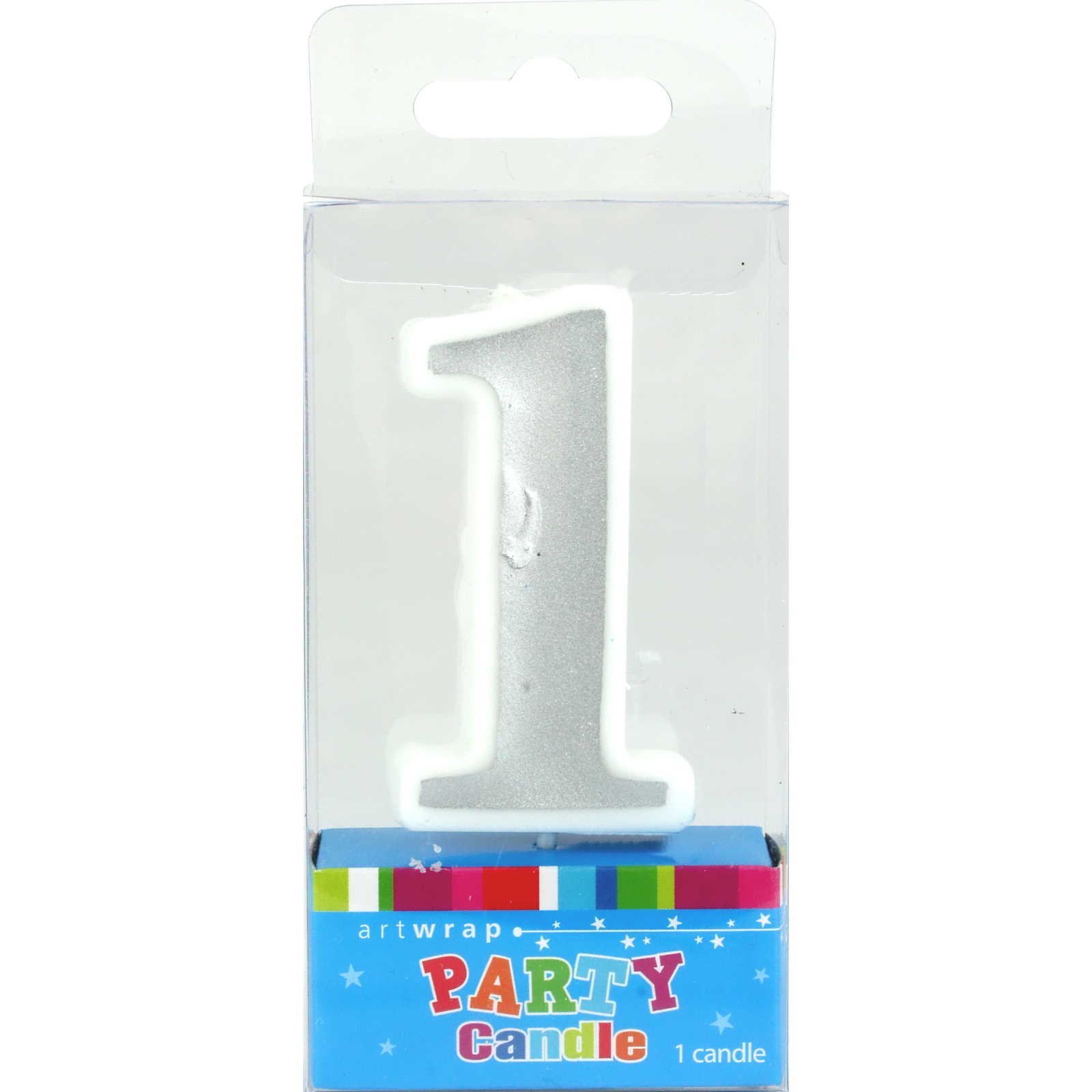 Silver Accent Number 1 Candle 