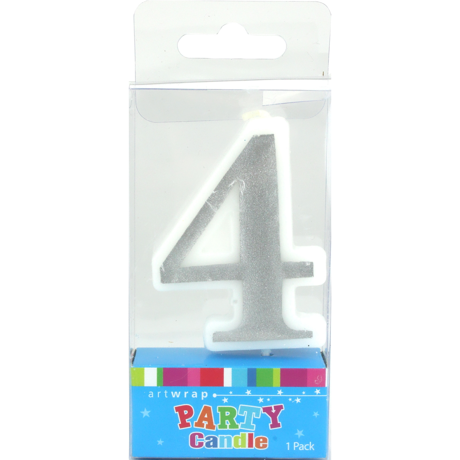 Silver Accent Number 4 Candle 