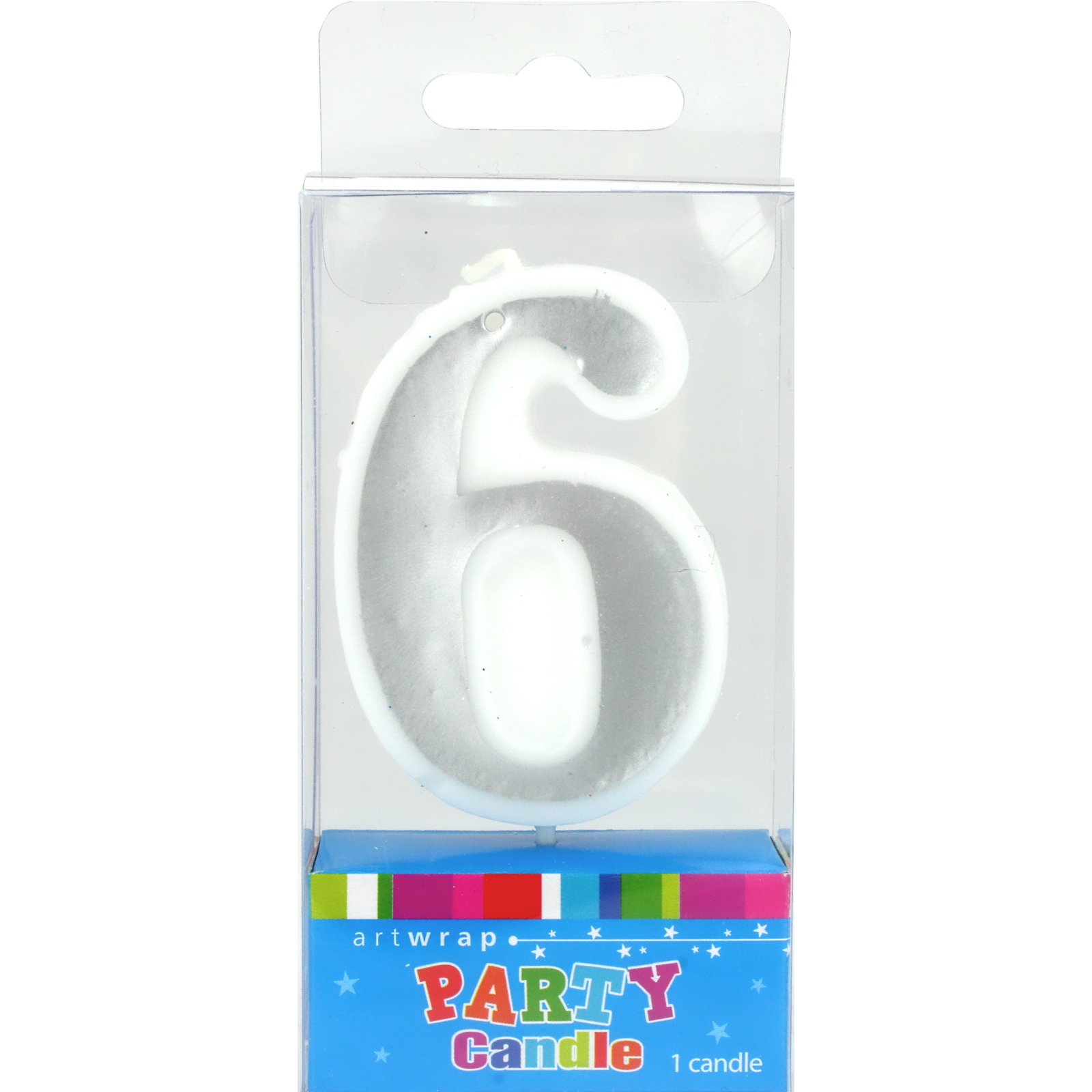 Silver Accent Number 6 Candle 