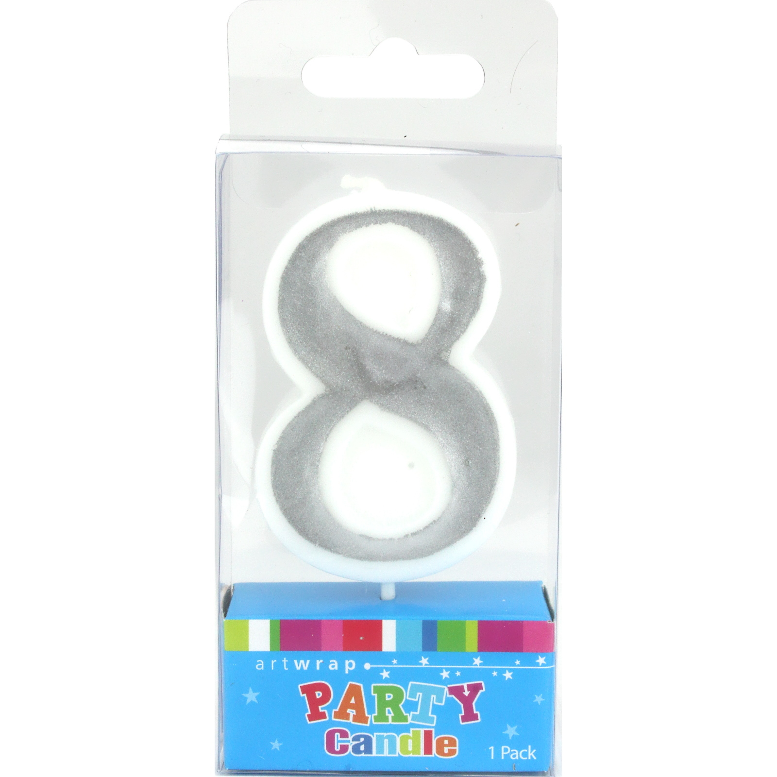 Silver Accent Number 8 Candle 