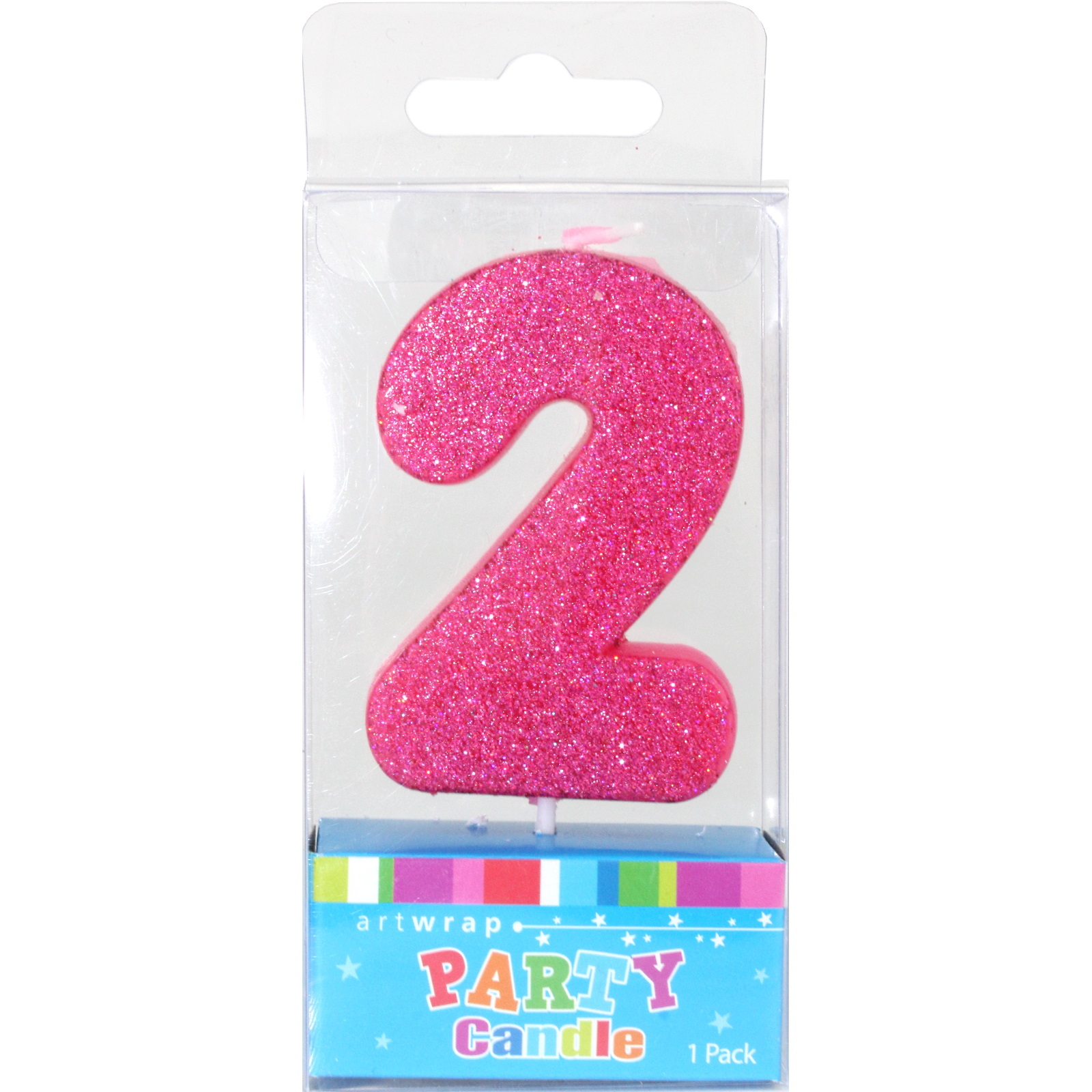 Hot Pink Glitter Number 2 Candle