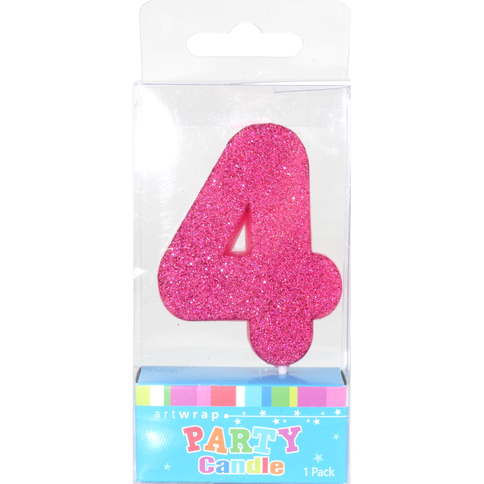Hot Pink Glitter Number 4 Candle