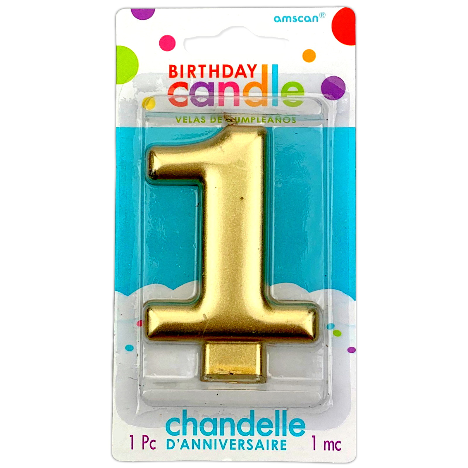Metallic Gold Number 1 Candle Gold Party Supplies Coloured Party