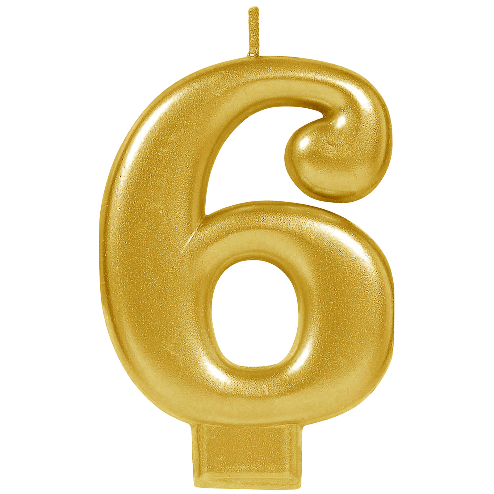 Metallic Gold Number 6 Candle 