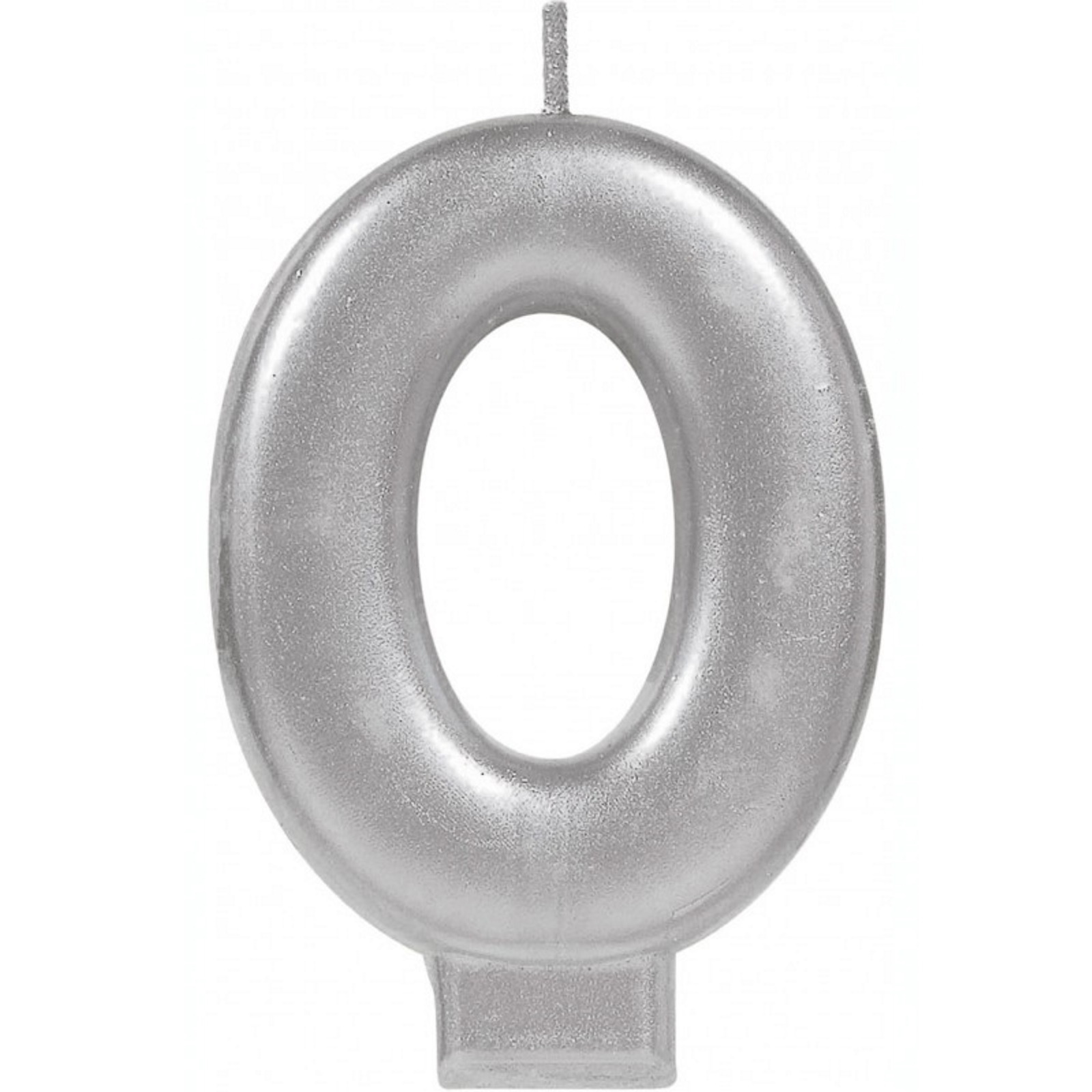 Metallic Silver Number 0 Candle 