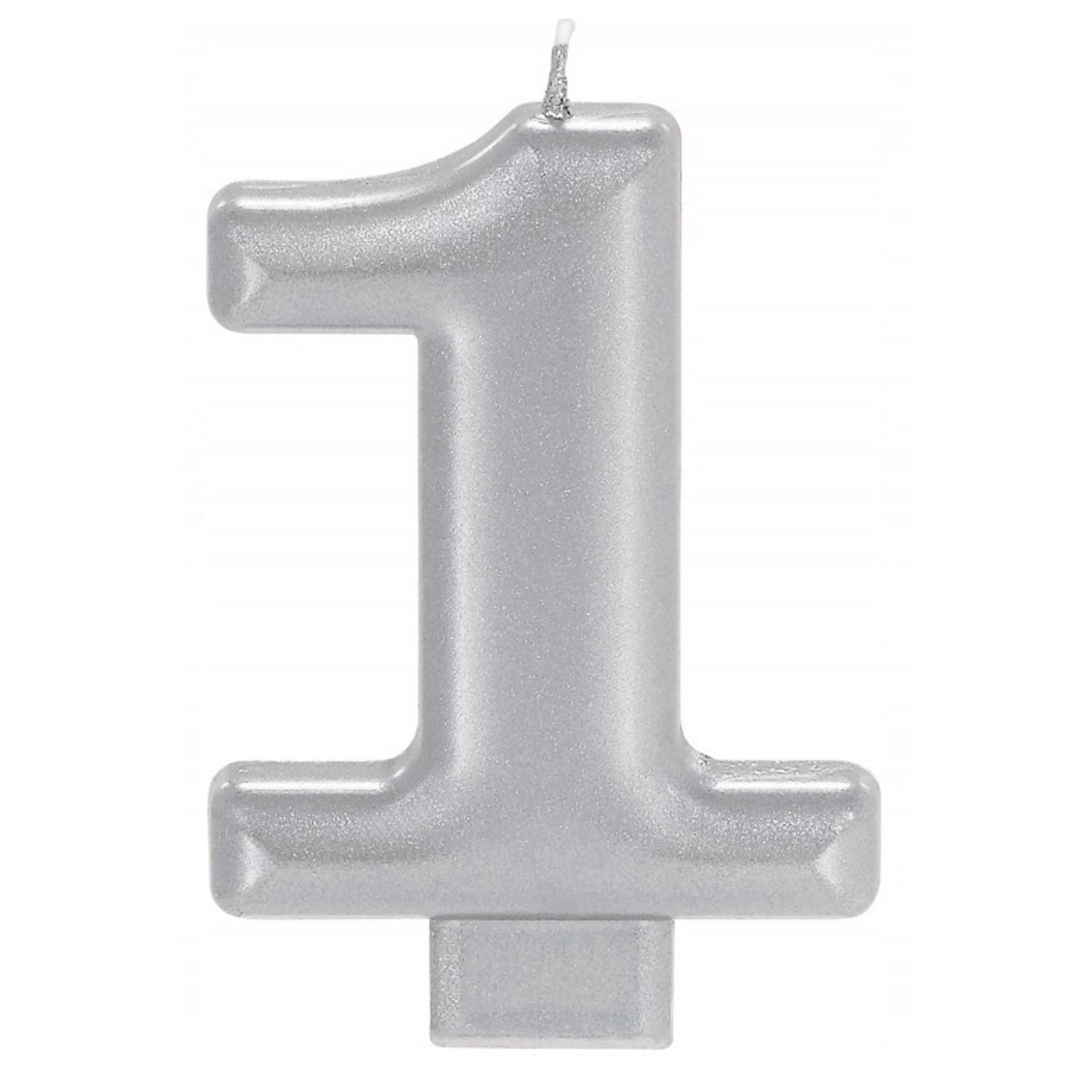 Metallic Silver Number 1 Candle 