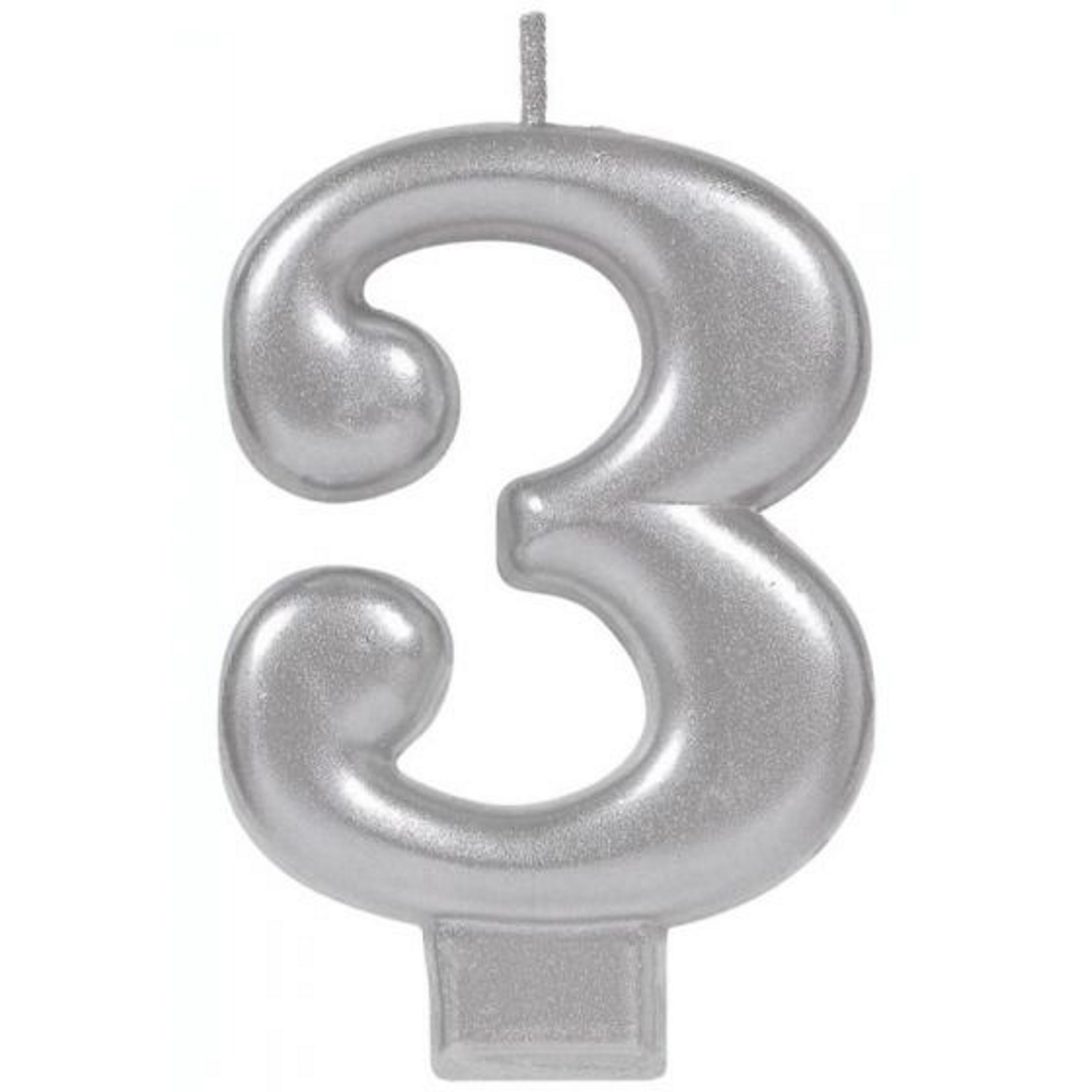 Metallic Silver Number 3 Candle 