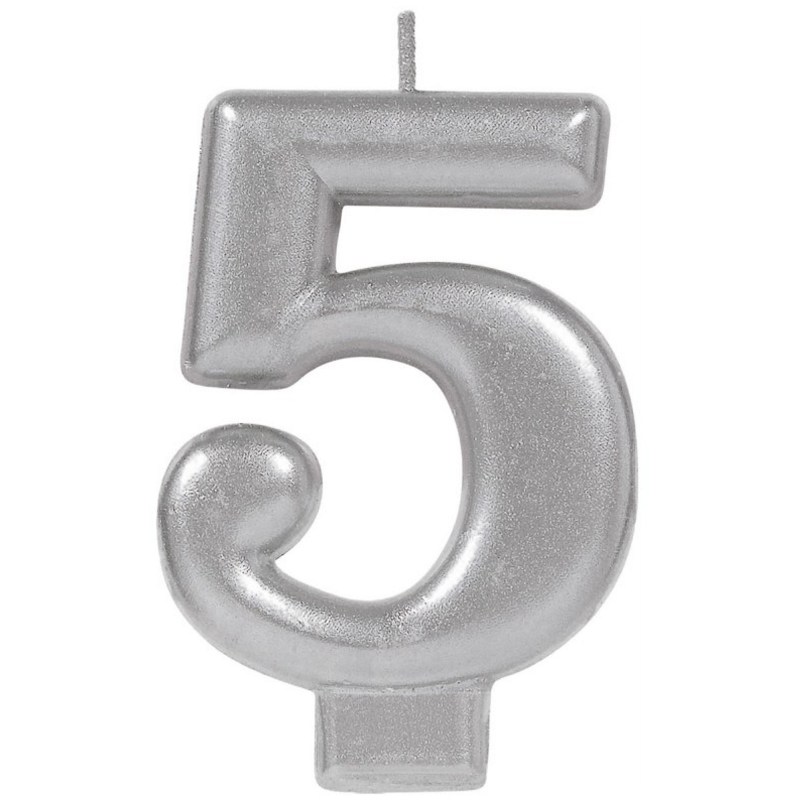 Metallic Silver Number 5 Candle 