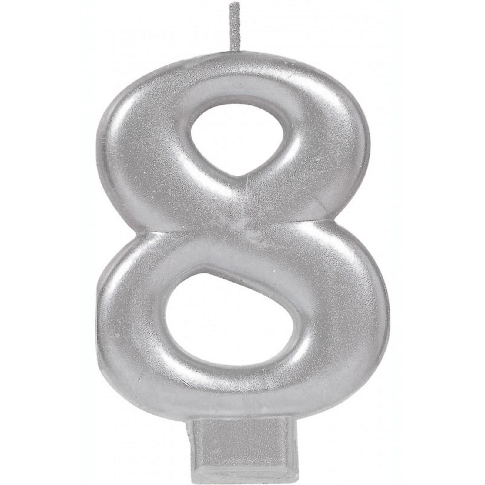 Metallic Silver Number 8 Candle 