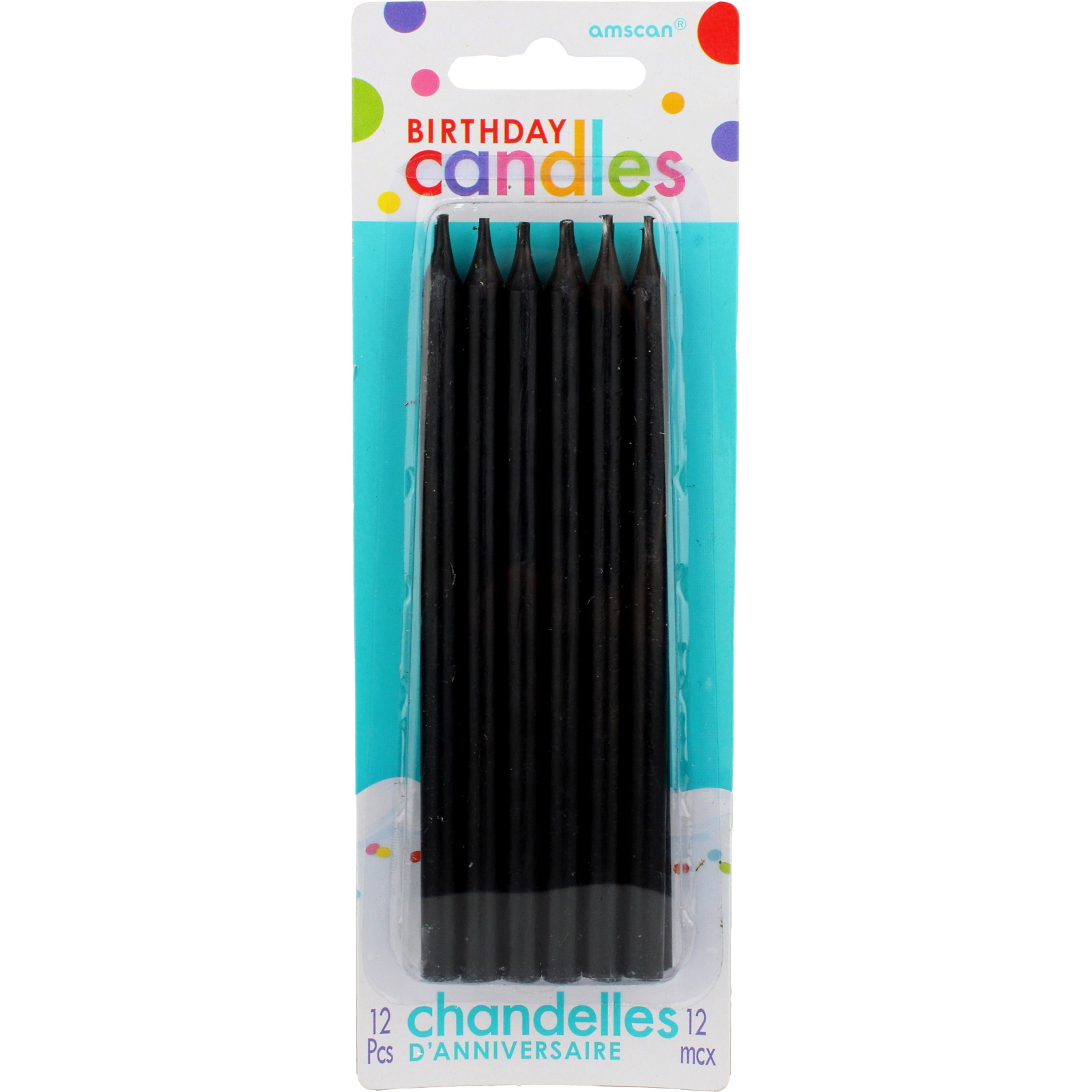 Black Tapered Birthday Candles 13cm (Pack of 12)