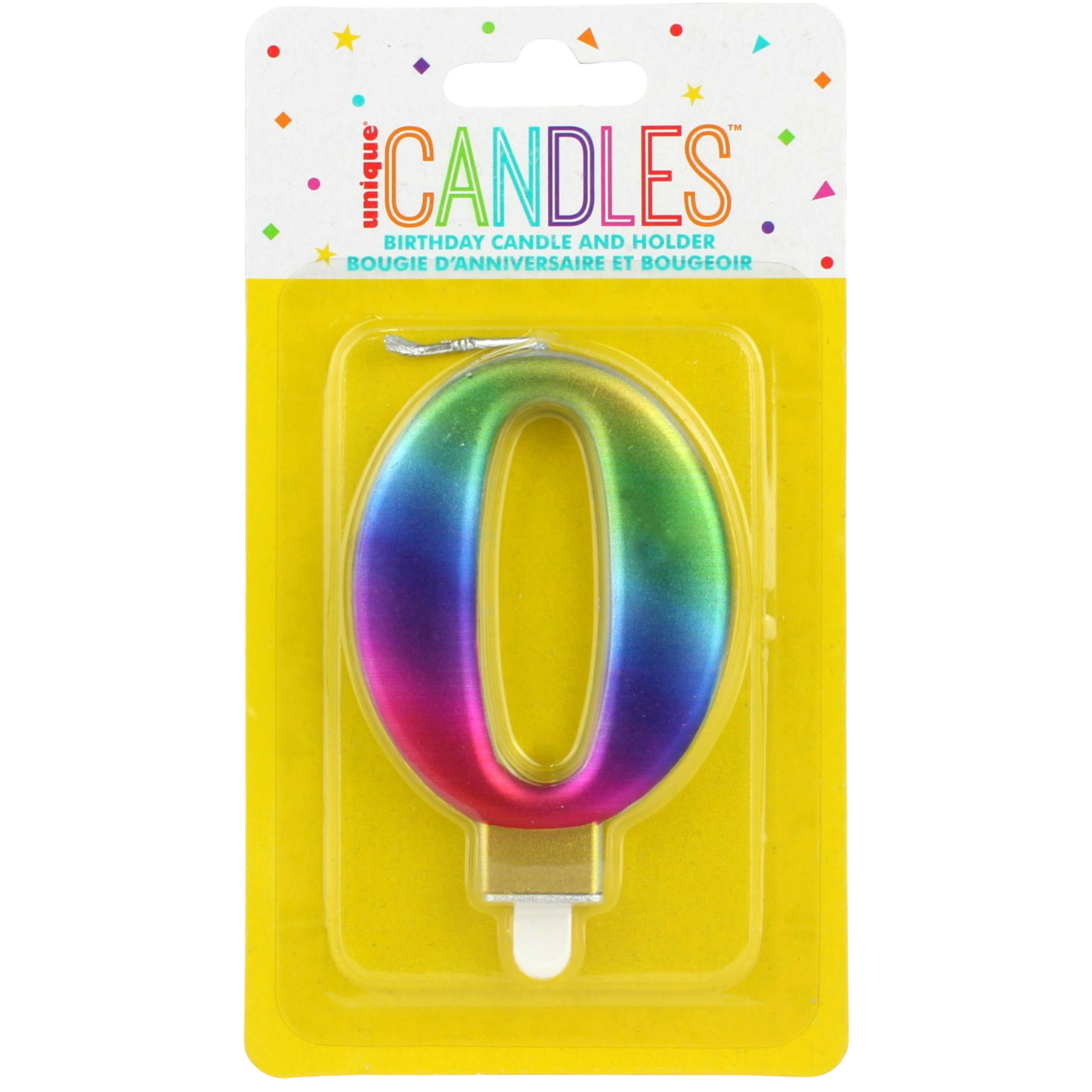 Metallic Rainbow Number 0 Candle 