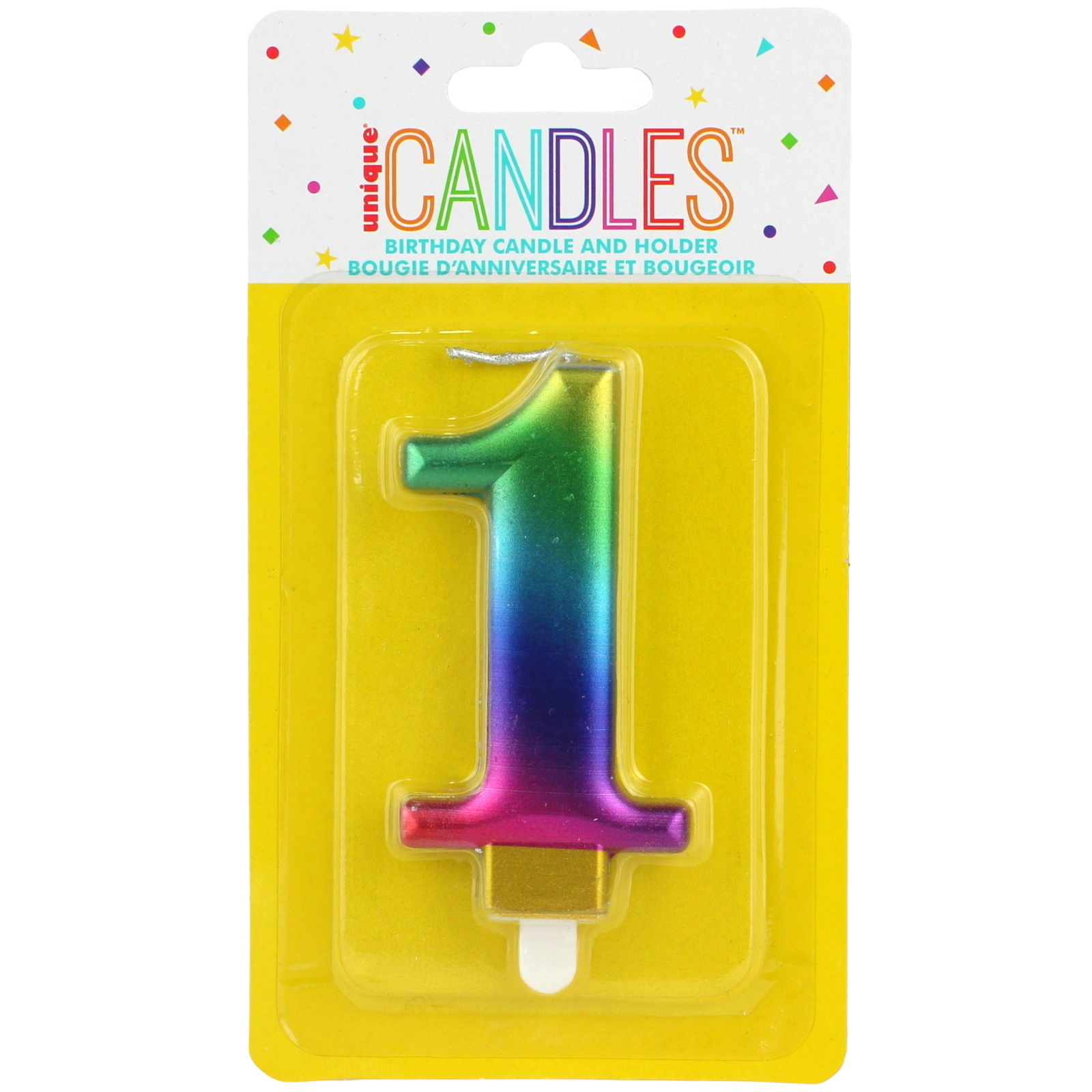 Metallic Rainbow Number 1 Candle 