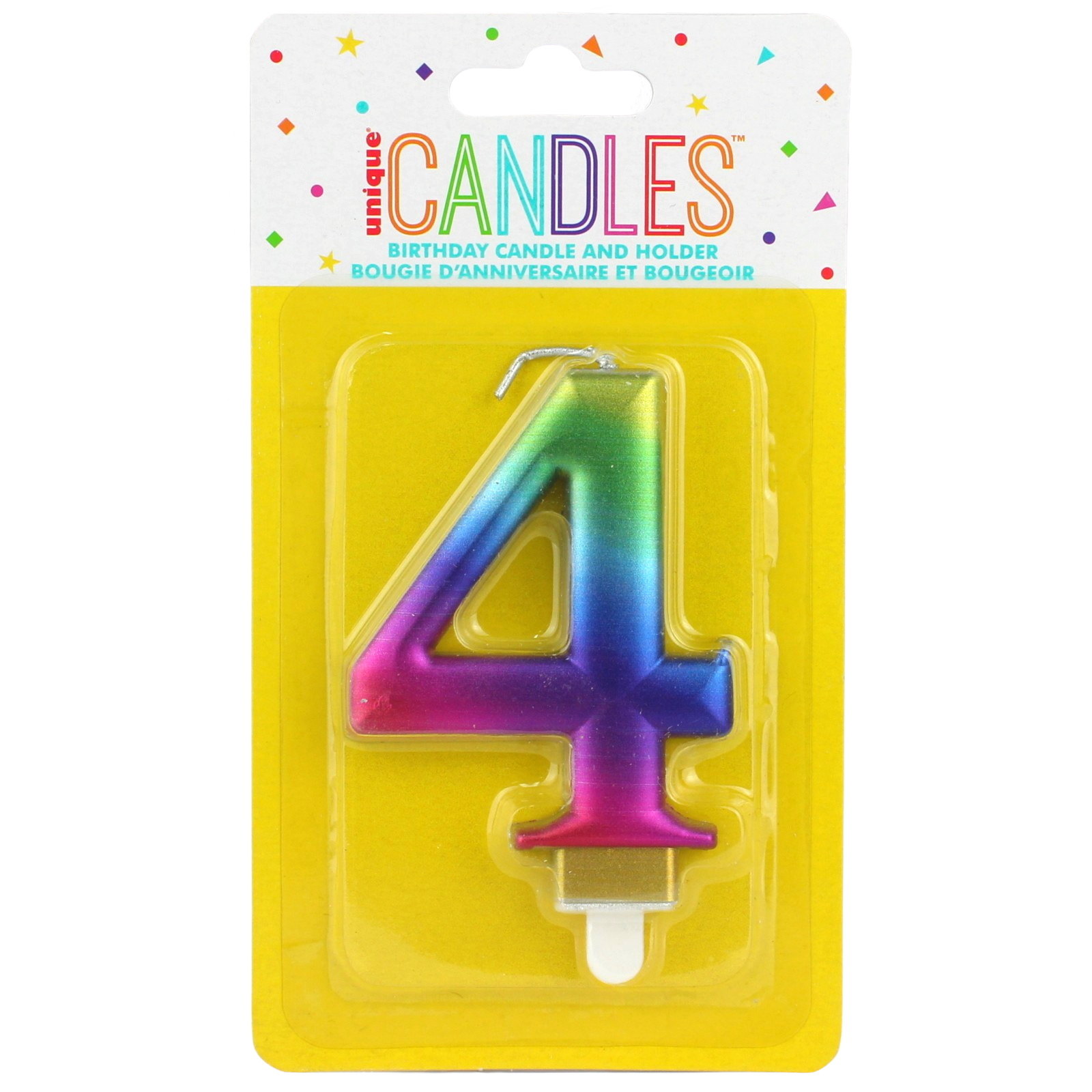 Metallic Rainbow Number 4 Candle 