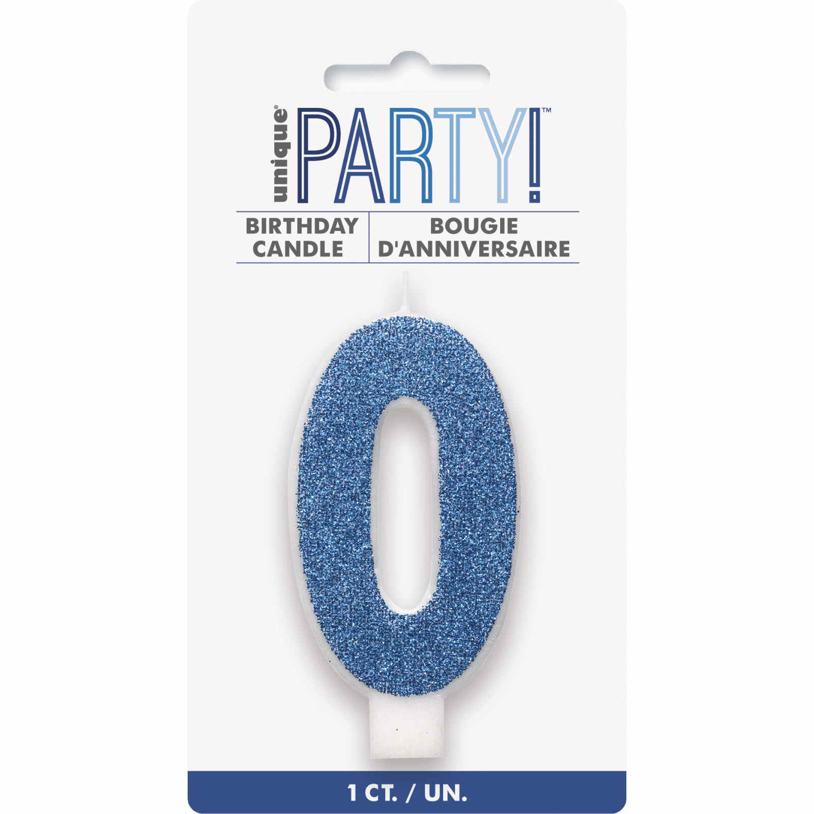 Blue Glitter Accent Number 0 Candle