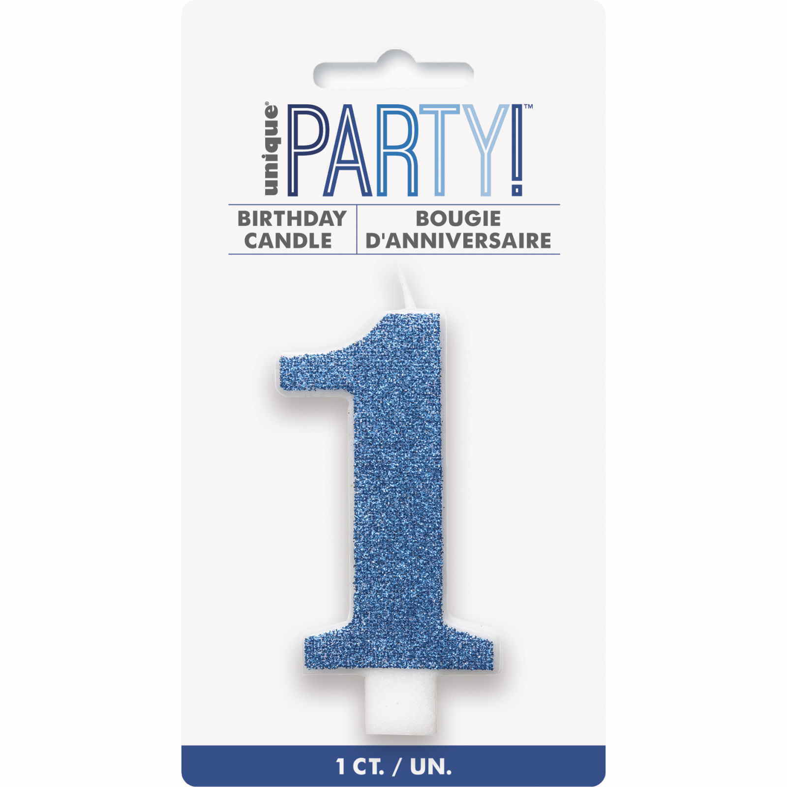 Blue Glitter Accent Number 1 Candle