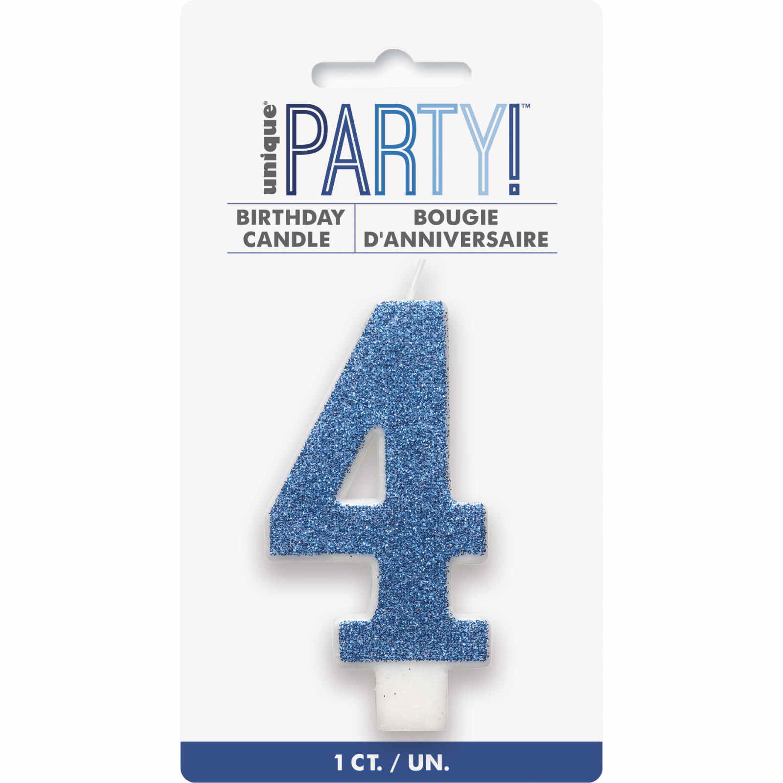 Blue Glitter Accent Number 4 Candle