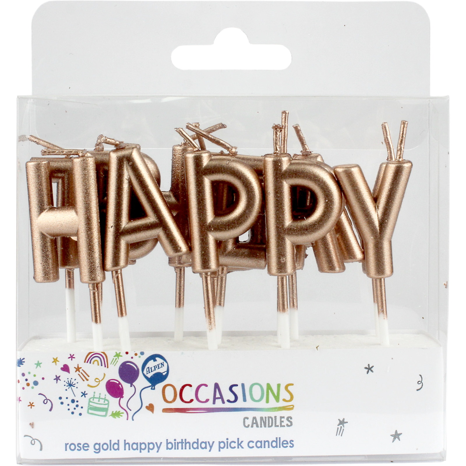 Rose Gold Happy Birthday Pick Candles