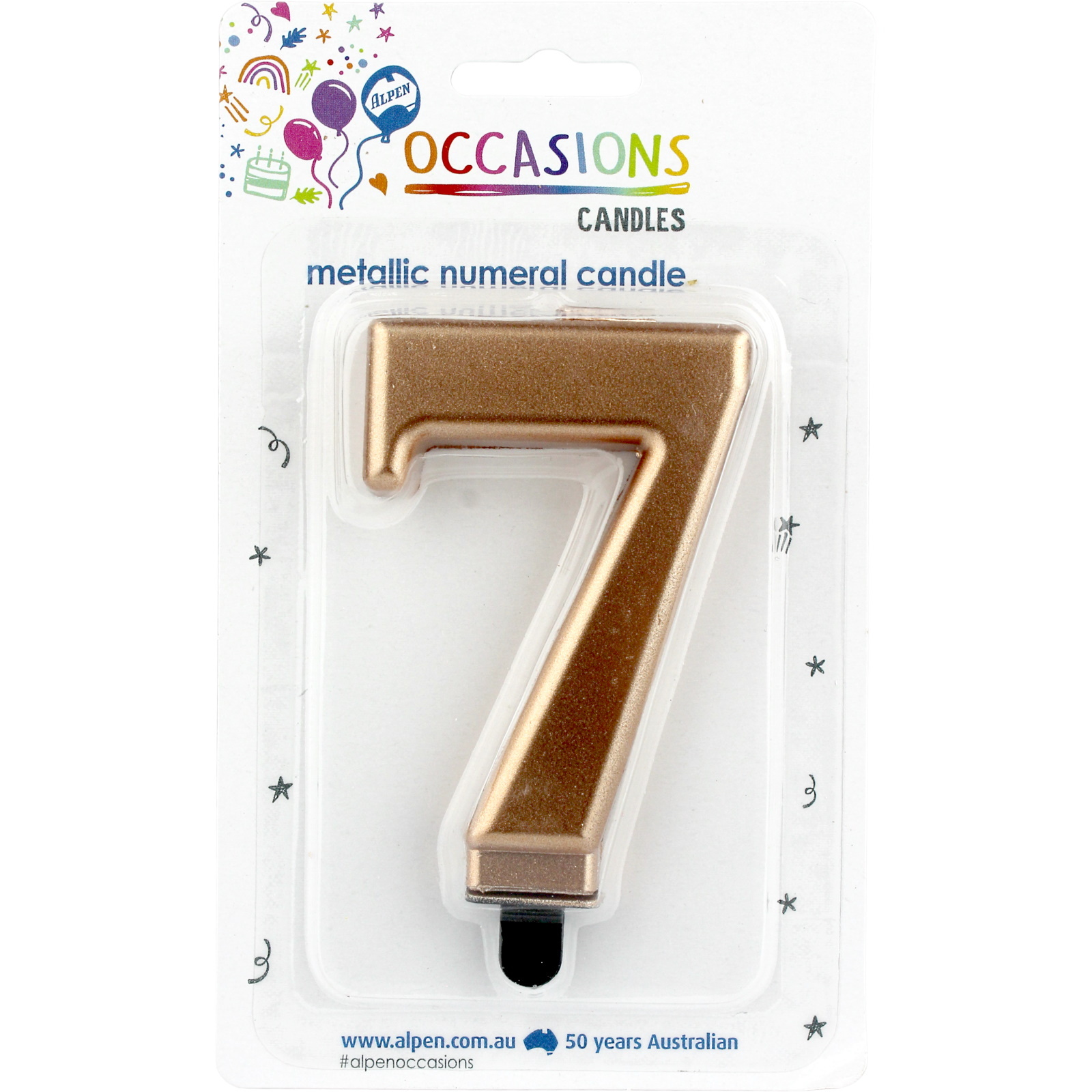Metallic Rose Gold Number 7 Candle 