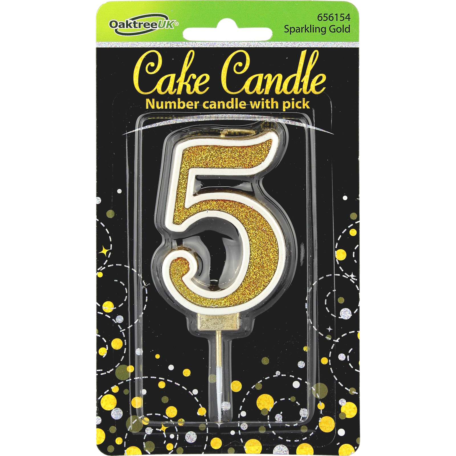 Sparkling Fizz Gold Number 5 Candle